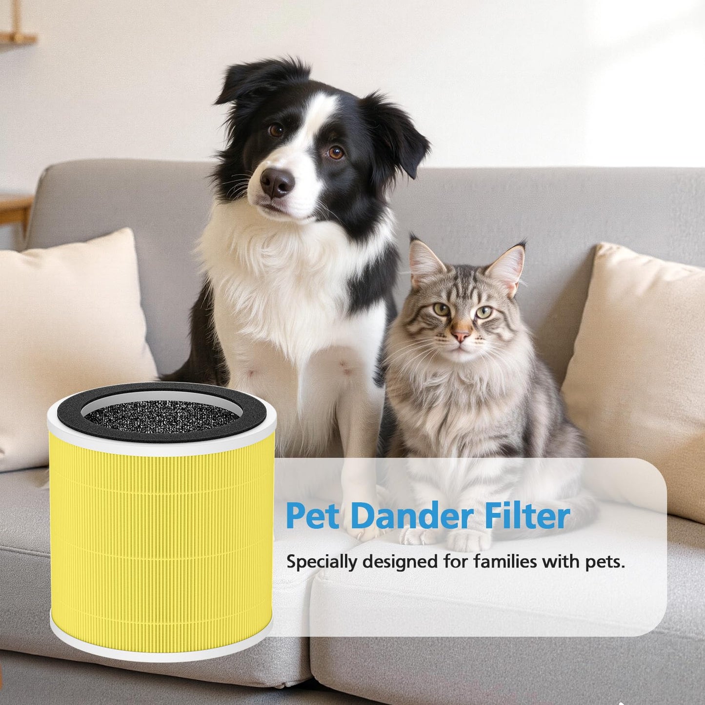 2 Pack PX500 Pet Care Replacement Filter Compatible with Purivortex PX500 Air Purifier, 3-in-1 HEPA Filter for Home Large Room, Yellow