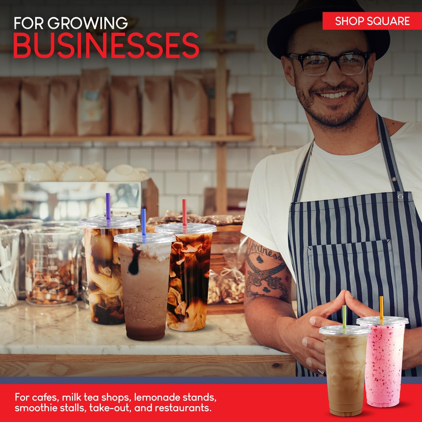 (100 Sets) 32 oz Cups with Lids and Straws, Clear Plastic Cups with Lids and Straws, Disposable Drinking Cups for Cold Drinks, Iced Coffee, Milk Shakes, Smoothies, Bubble Boba Tea