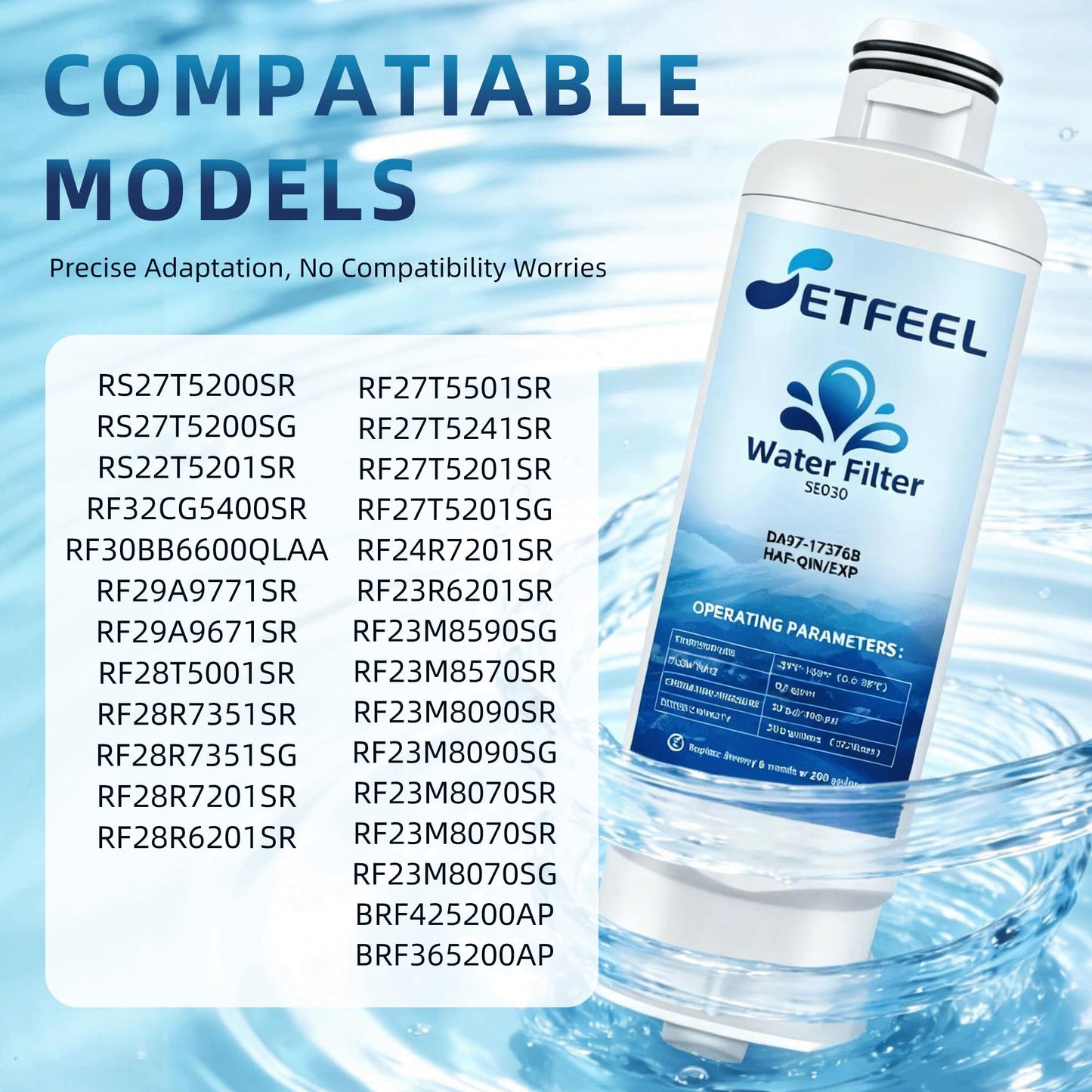 RF32CG5400SR RF29BB8600QL/AA RS27T5200SR RF28R7201SR RF32CG5300SR RF27T5241SR RF27T5201SR RF28R6201SR/AA RF25C5551SR RS27T5561SR RF23BB8600/AA RF28R6241SR Water Filter Replacement For Samsung, 3 PK