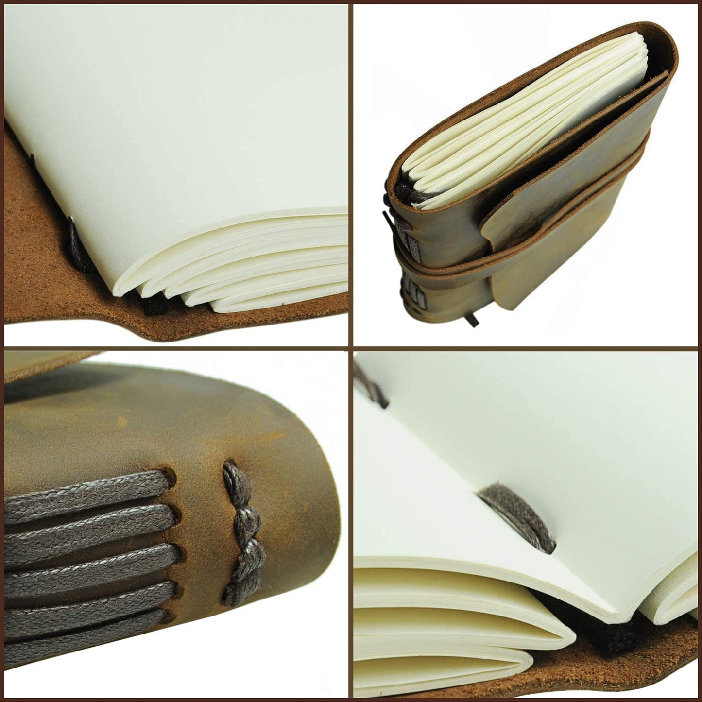 Leather Bound Journal for Men and Women, Handmade Gift Set with Genuine Leather Bookmark and Stylish Pen, Vintage and Classic, Notebook, Sketchbook, Planner, Journal and Diary (300 Pages) (8x6")
