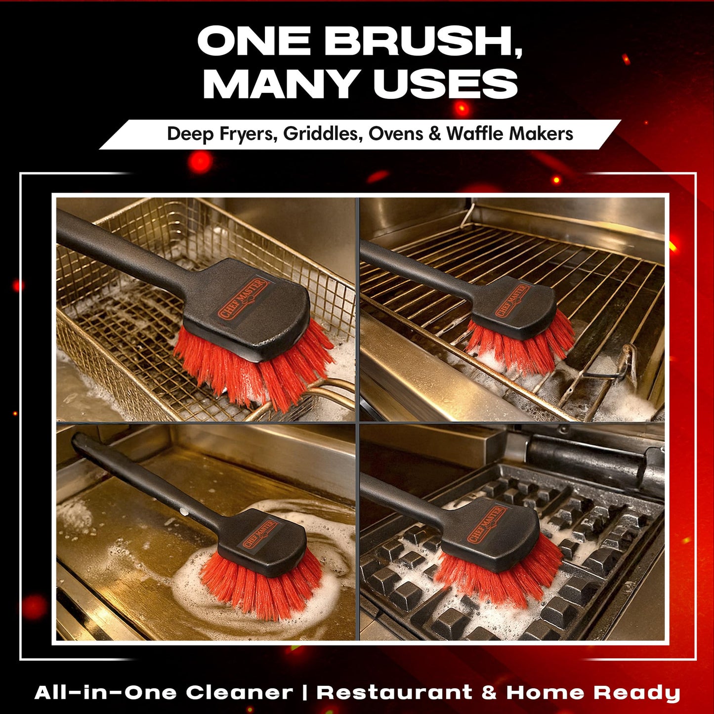 20" Deep Fryer Cleaning Brush by FryOilSaver Co., Up to 425F High Heat Resistant Pot Cleaning Brush for Kitchen Deep Fryers, Griddle, Grills, Ovens & Waffle Maker for Food Service & Restaurant - 90049