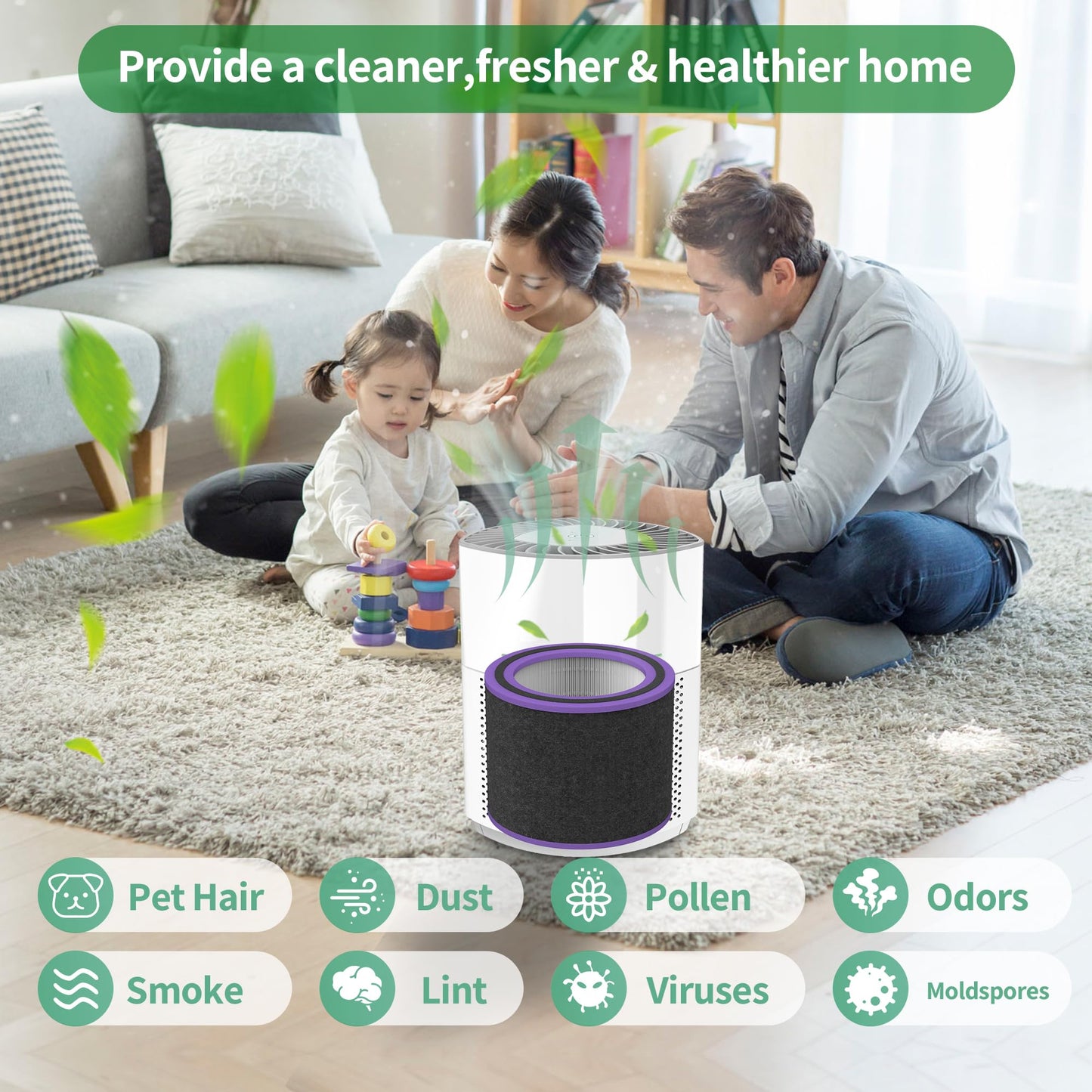 FLT151 Replacement Filter V Pet Pure HEPA Compatible with AC3000W, AC3000B, AC3050, AP3151W, AC151 Airsafe Air Purifiers, 2 H13 HEPA + 4 Carbon Pre-Filter, FLT151PT for Pet Pure