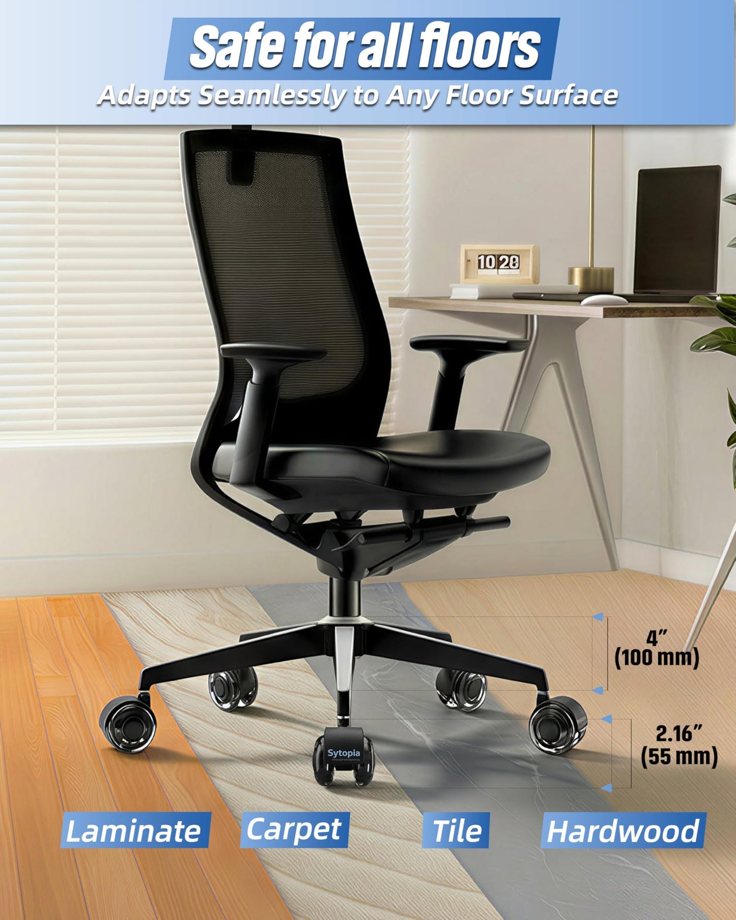 Mastery Mart 28'' Metal Office Chair Base Replacement with 5 Wheels, Heavy-Duty Reinforced Base for Managerial & Executive Chairs, Gaming Wide Chair Legs Computer Desk Chair Base, Black