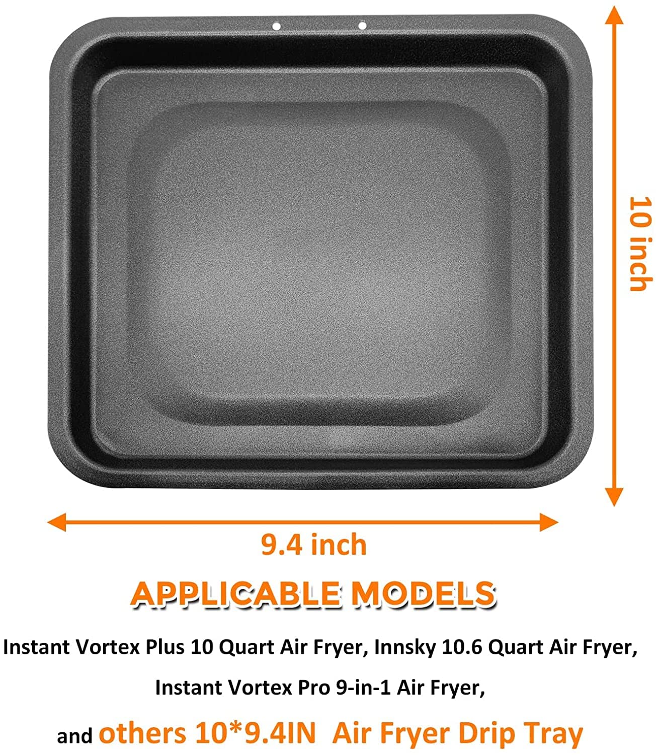 2PCS Air Fryer Drip Tray for Instant Vortex Plus Air fryers, Premium Rectangular Nonstick Oil Drip Pan for Instant Vortex Pro Innsky Chefman PowerXL and More Air Fryers, Dishwasher Safe