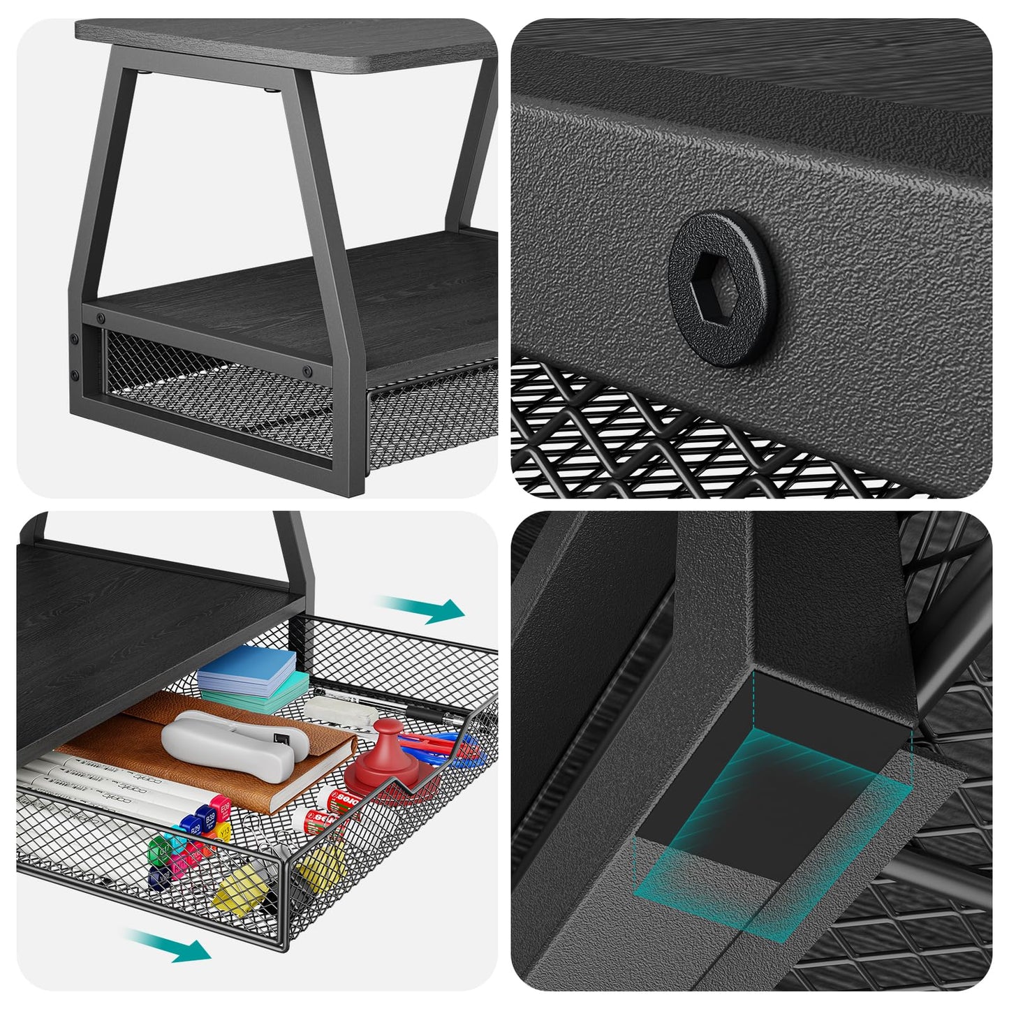 Vfelf 2-Tier Printer Stand with Storage, Desktop Organizer for Printer Paper, Desk Shelf for Office and Home Printers‌ Tables, Black