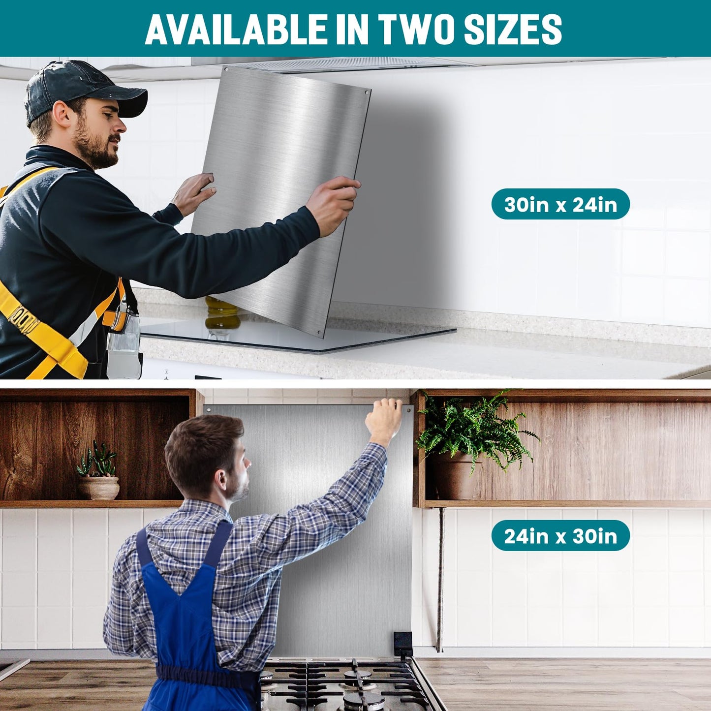 VENFAN 24" x 30" Stainless Steel Backsplash for Stove - Ultra Flat Metal Splatter Guard for Kitchen Wall, Stove Backsplash Panel with 4 Pre-Drilled Holes, Easy Install