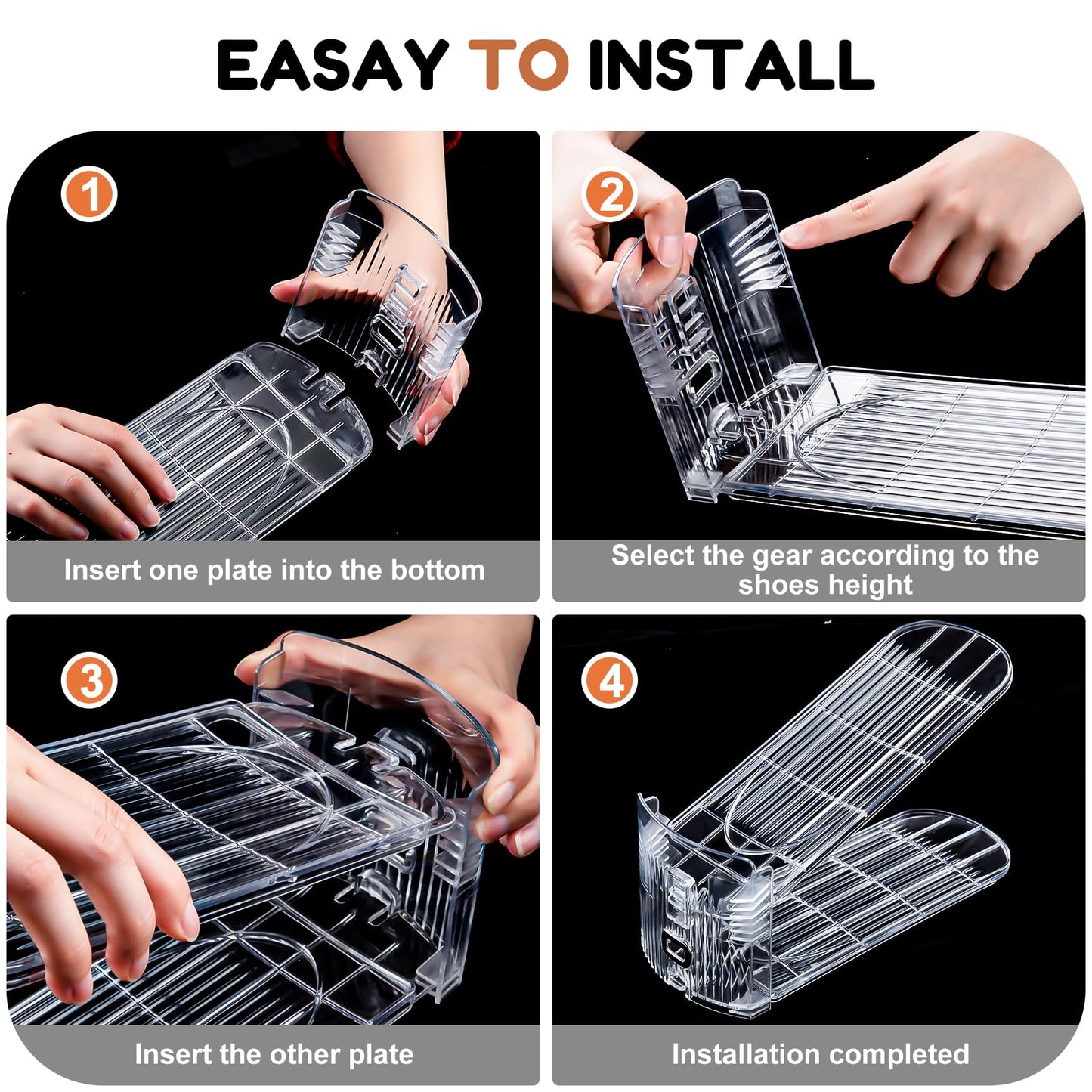 Neprock Shoe Slots Organizer for Closet,12 Pack Acrylic Shoe Stackers for A Pair of Shoes,3 Levels Adjustable Shoe rack storage Shoe Space Saver 50% (Clear,12 Pack)