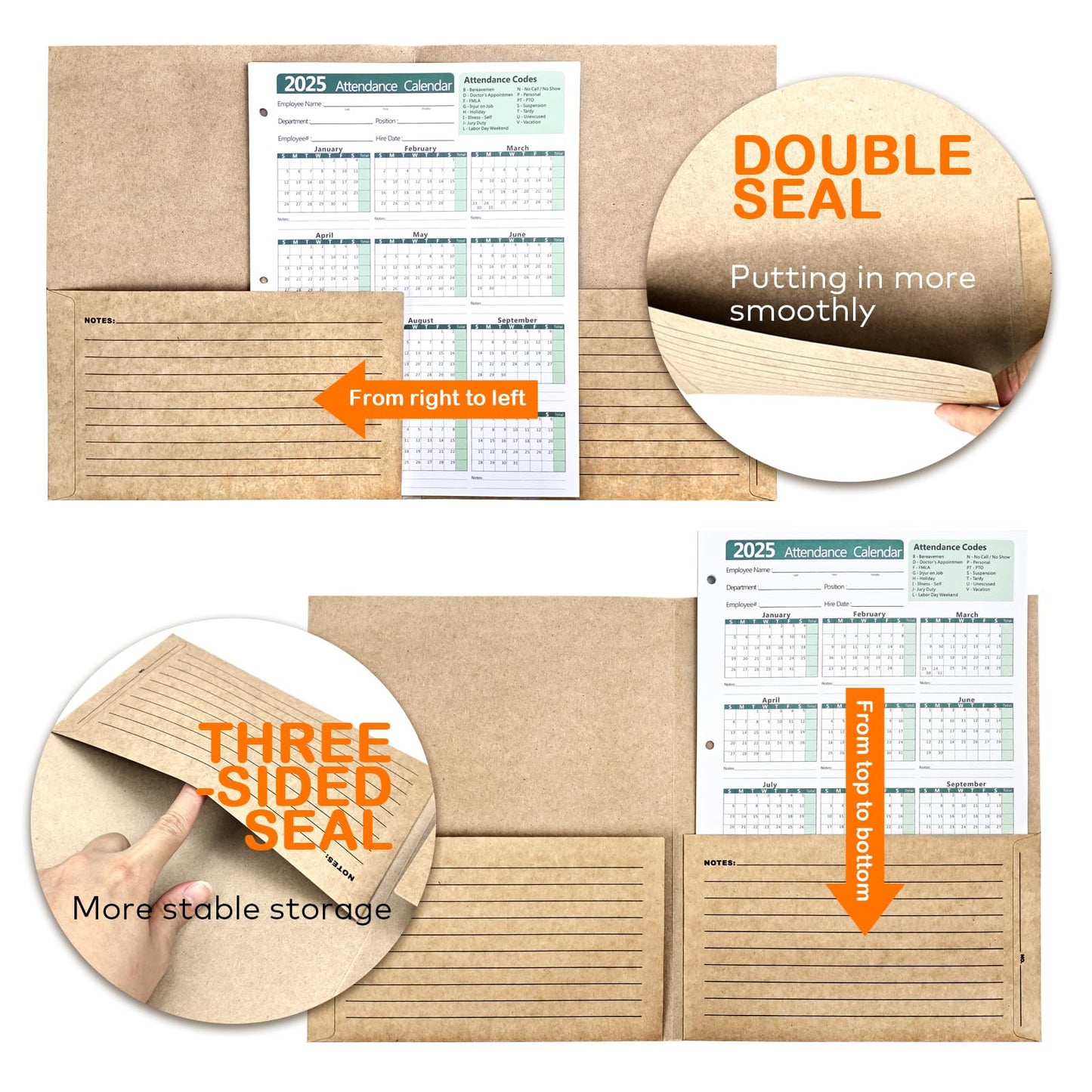 VistaRise Heavy-Duty Multi-Purpose Kraft File Folders Two-Pocket Pre-Printed for Document Classification, Record Keeping, and Job Progress Tracking 9.4 x 11.5 Inches Pack of 25