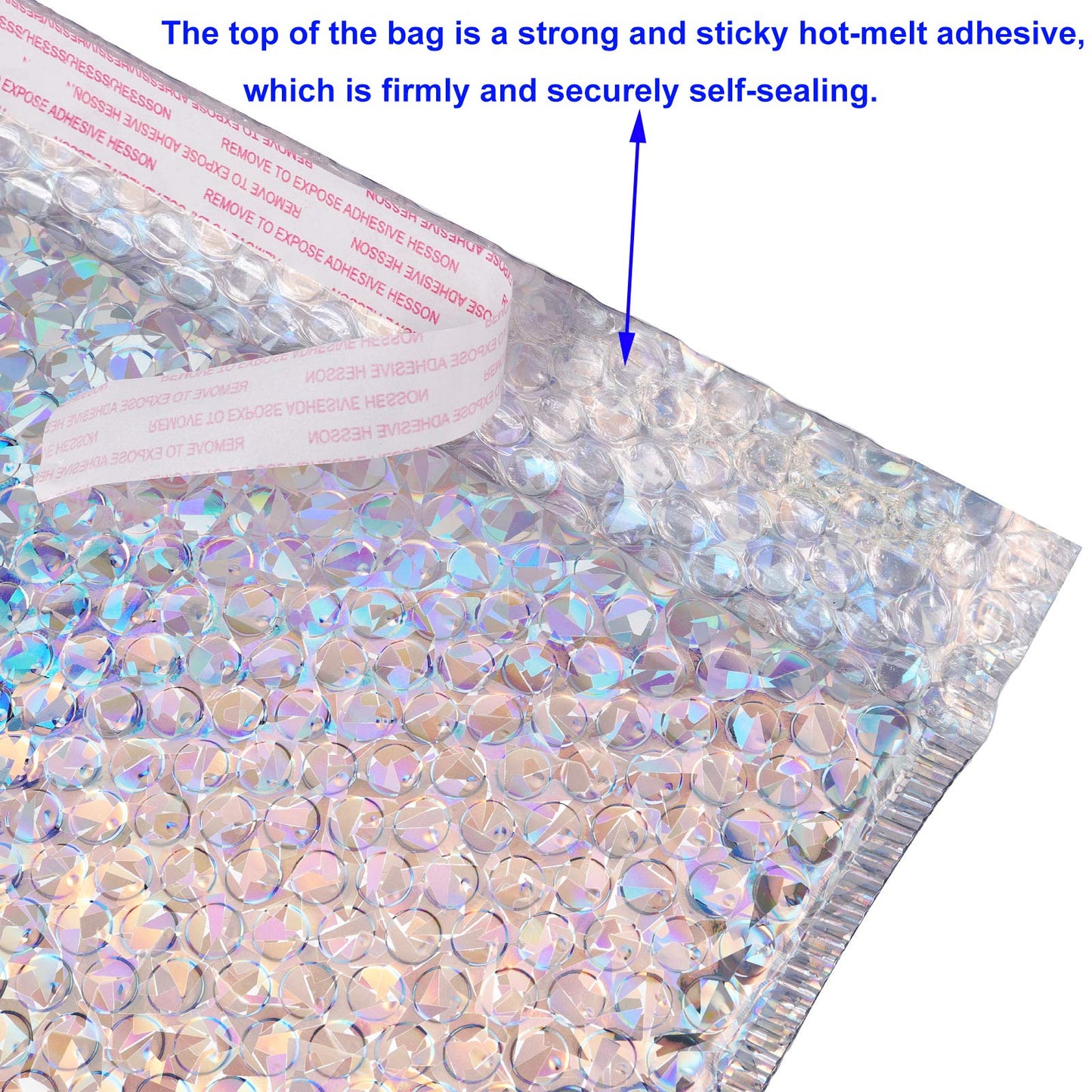 KOHAND 30 PCS Holographic Bubble Mailers 15.7 x 11.8 Inch, Silver Padded Envelopes Self Sealing Metallic Bubble Lined Adhesive Cushion Envelopes for Shipping, Mailing