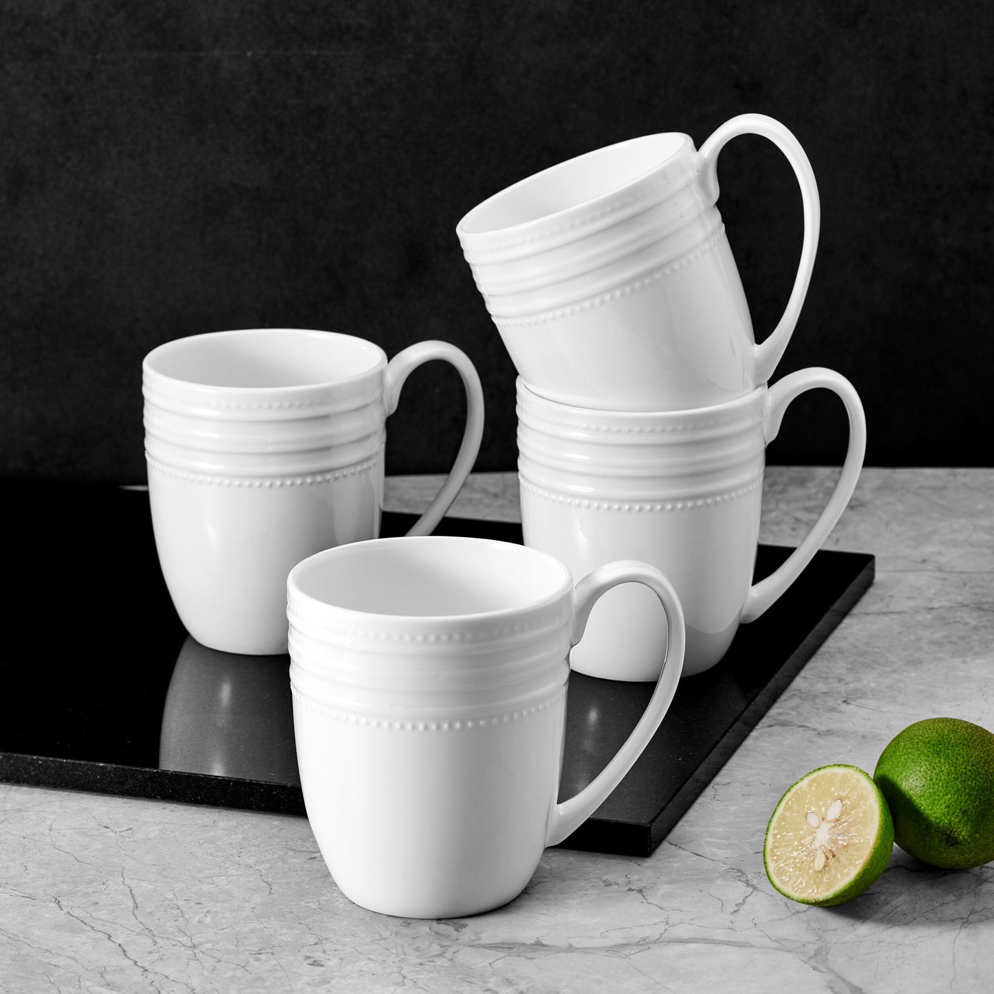 Mikasa Kamryn Vegan Bone China Lightweight Set of 4 Mugs, 13.5 Ounce