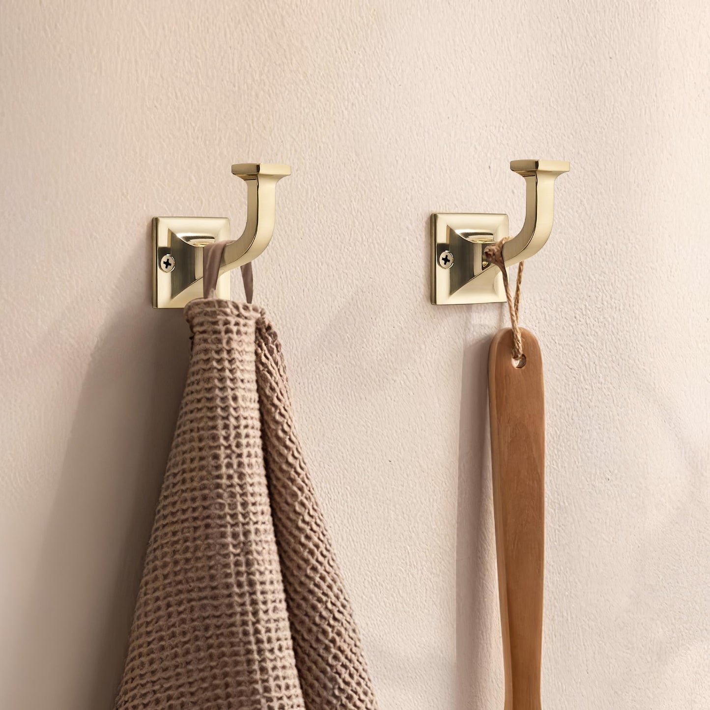 TUNNY 5 Pack Coat Hooks - Champagne Bronze Robe Hooks Decorative Wall Hooks for Bathroom Bedroom Kitchen Towel Robe Clothes Cabinet Closet Bathroom Hardware