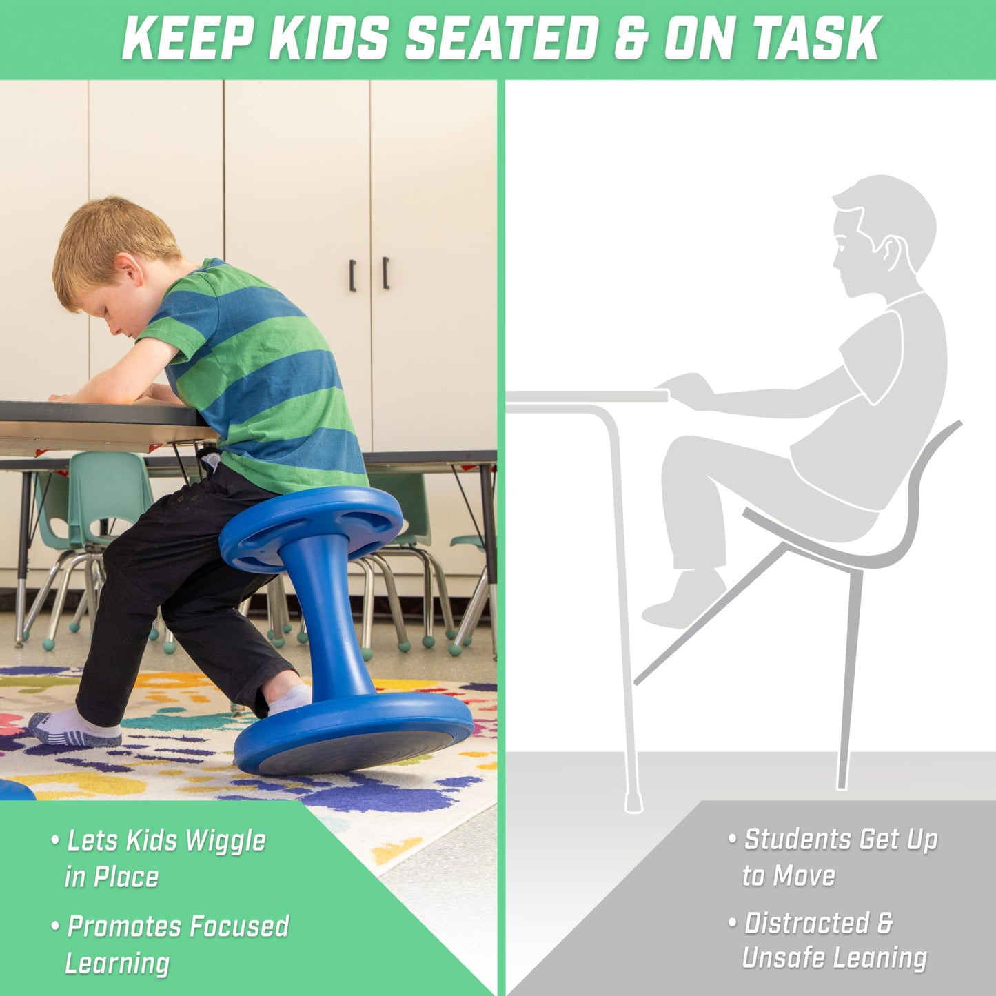 GoSports 18 Inch Wobble Chair - Sensory Stool for Active Kids - ADHD Chair for Classrooms or Home
