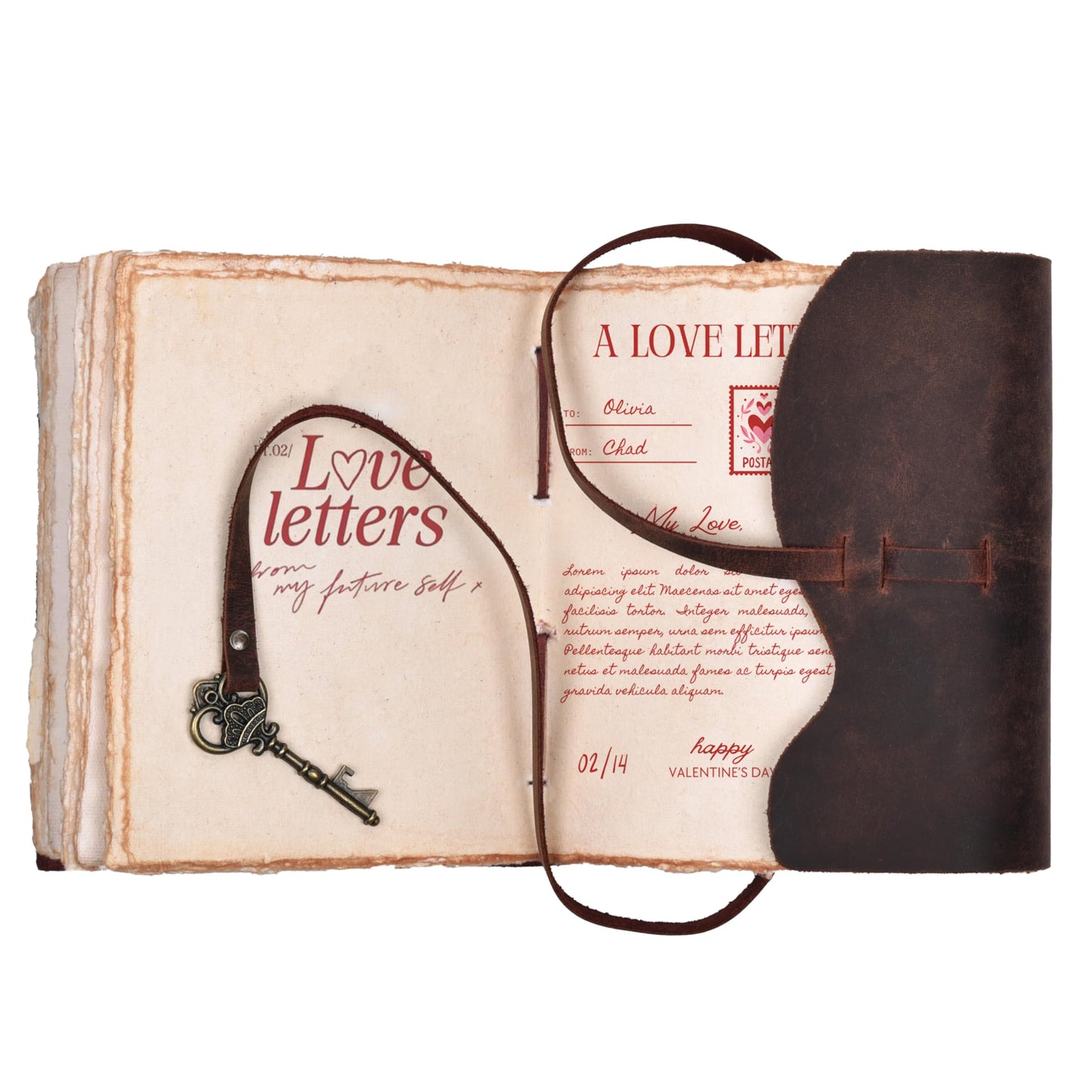 LEATHER VILLAGE Vintage Leather Journal – 200 Handmade Vintage Deckle Edge Paper – Leather bound Journal For Women Men – Vintage Key Closure - Book of Shadows - Chocolate Brown - 10X7 inches