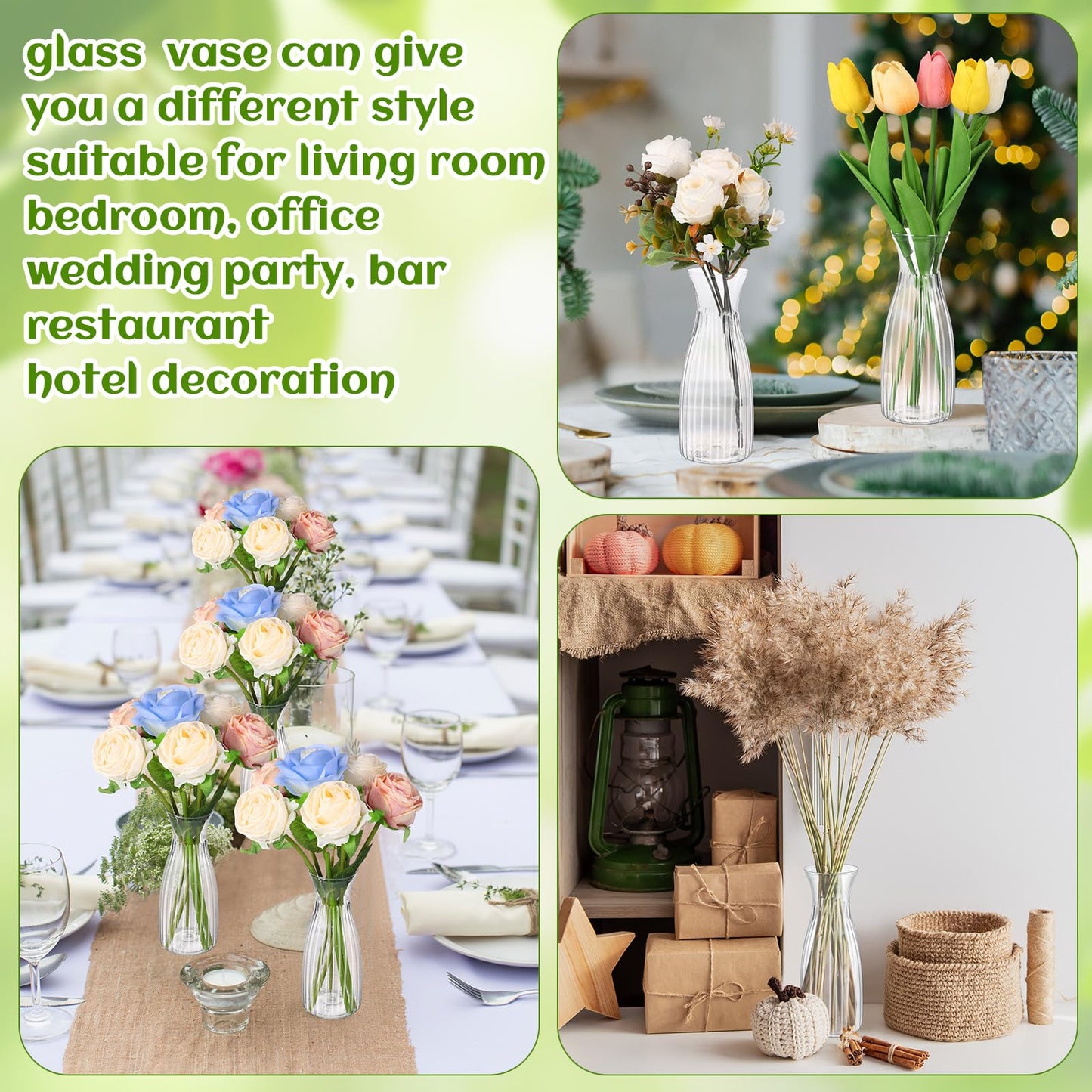 Mumufy 24 Pcs Plastic Bud Vases Bulk Small Clear Container for Flowers Height Shatterproof Bud Vase for Centerpieces Wedding Home Table Decorations Formal Dinners(2.64 x 6.69 Inch)