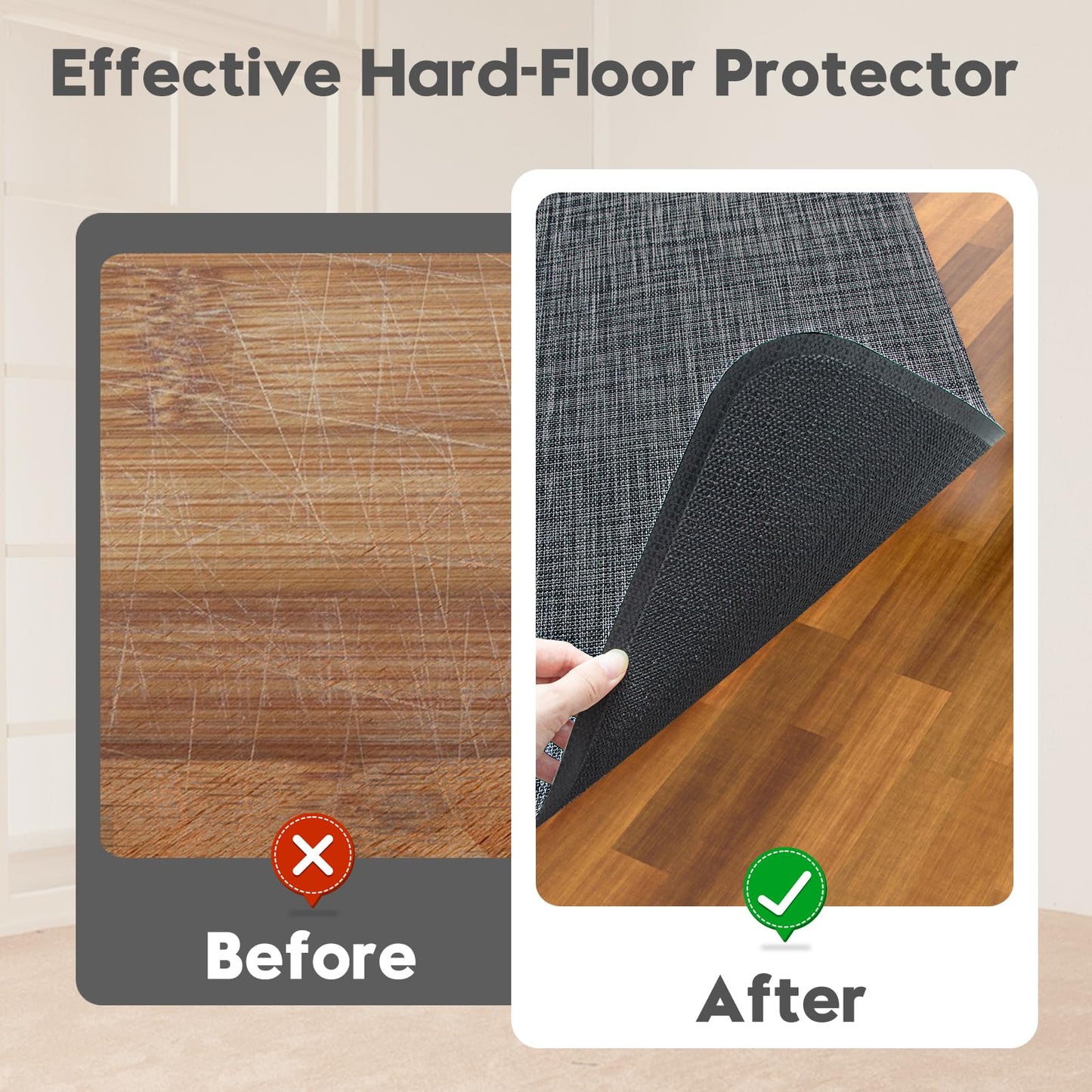 Wansimoo Office Chair Mat for Hardwood and Tile Floor, 48"x60" Floor Mat, Heavy Duty Computer Gaming Chair Mat, Anti-Slip, Non- Curve, Desk Chair Mat,Floor Protector for Home Office(Black)