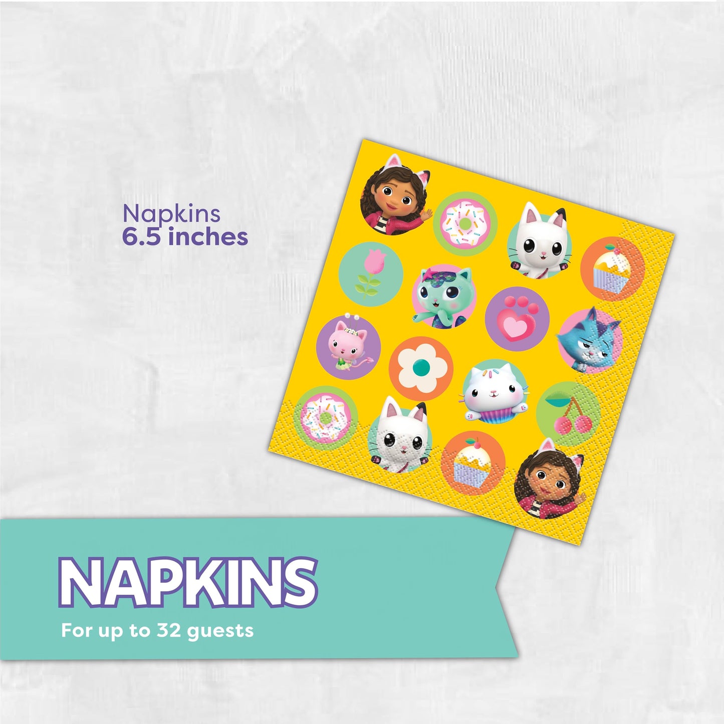 Gabby Dollhouse Plates and Napkins for 32 Guests | Gabby Dollhouse Party Decorations for Birthday | Officially Licensed