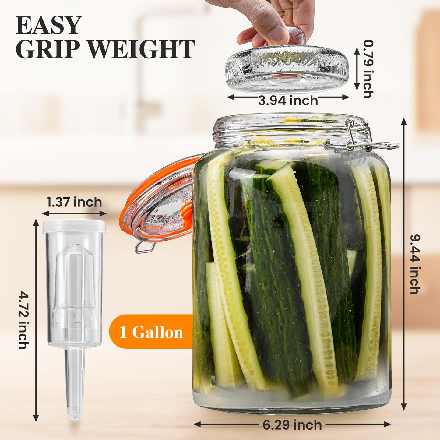YARWELL 1 Gallon Fermentation Jars with Weights & Airlocks, Fermenting Kit for Sauerkraut, Kimchi, Kombucha and Pickles, 2 Pack