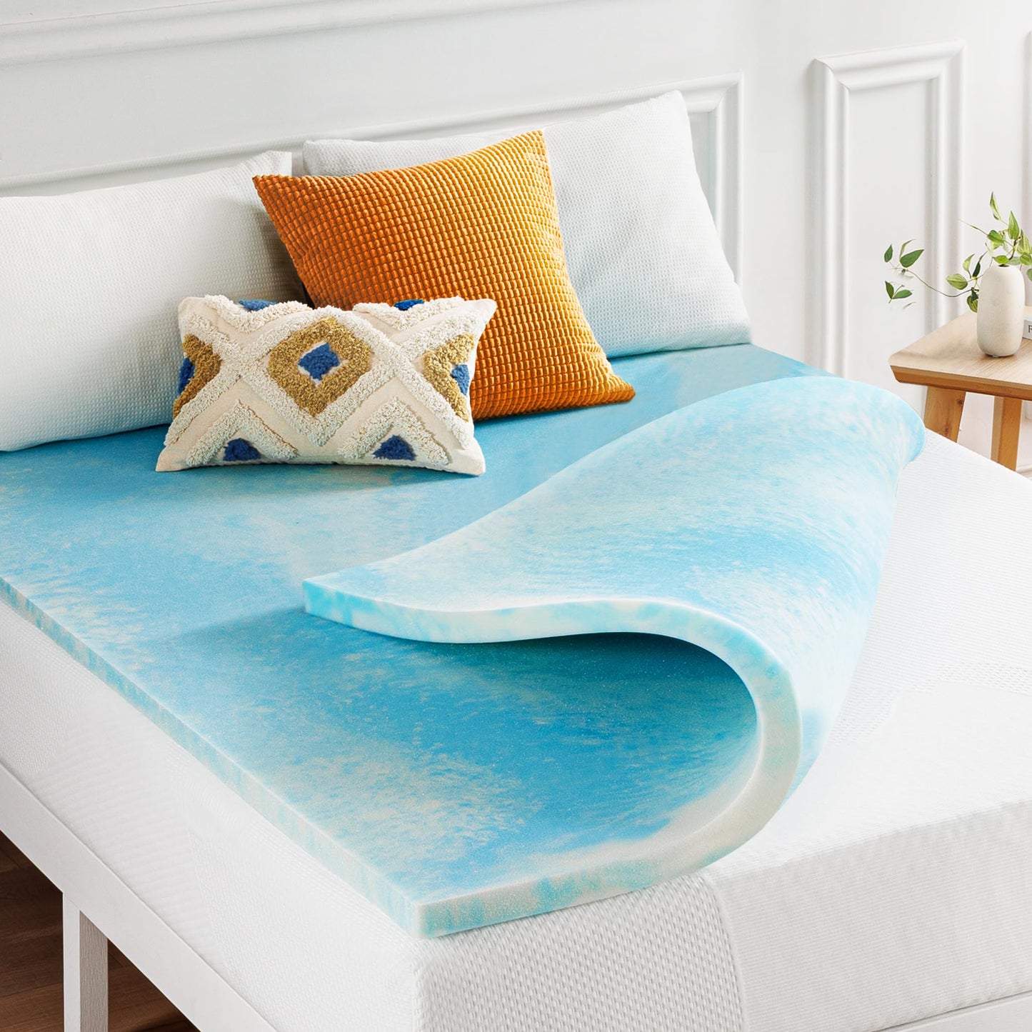 Best Price Mattress 2 Inch Swirl Gel AeroBreeze Cooling Air Flow Memory Foam Mattress Topper, Dorm Essentials, Twin