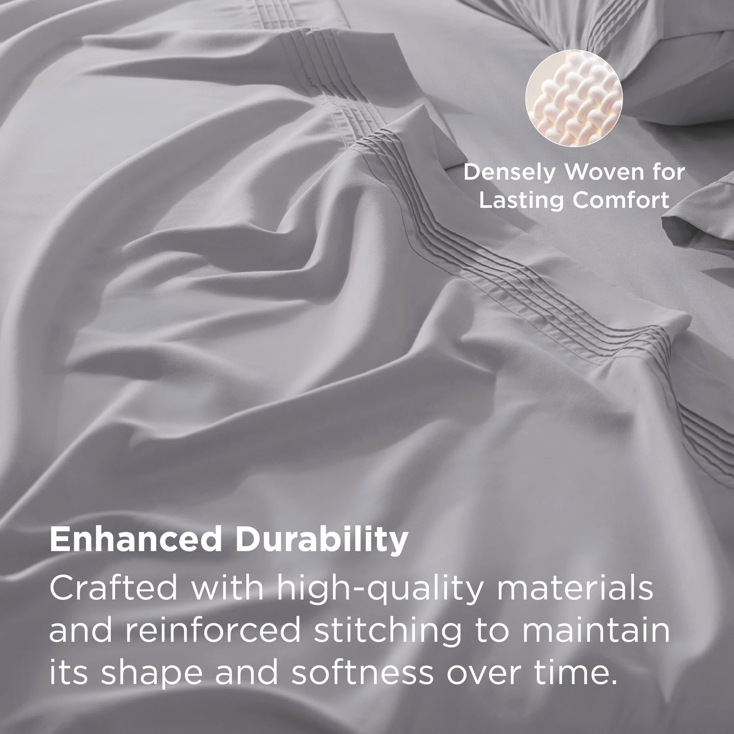 Bedsure Deep Pocket King Sheet Set - Fits Mattresses Up to 21 Inches Thick - 4 Piece GentleSoft Bed Sheets, Moisture Wicking, Soft & Cooling Bedsheet & Pillowcases, Easy & Secure Fit, Light Grey