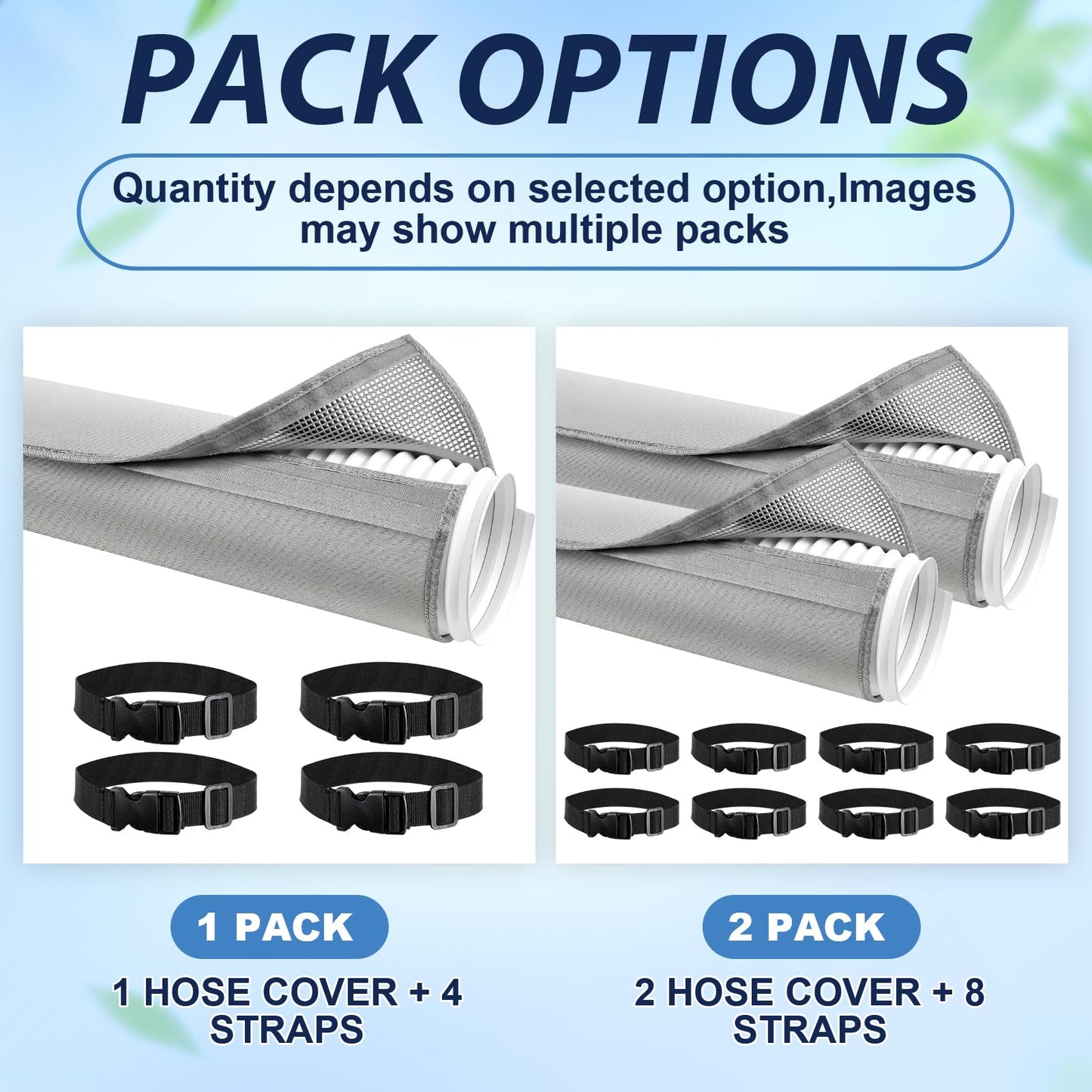 2PCS Portable Air Conditioner Hose Cover Wrap,Insulated AC Hose Duct Vent Cover Sleeve,3 Layer Insulation Exhaust Hose Wrap with Adjustable Strap for Portable AC Fits 5"-5.9" Dia Exhaust Hose Tube