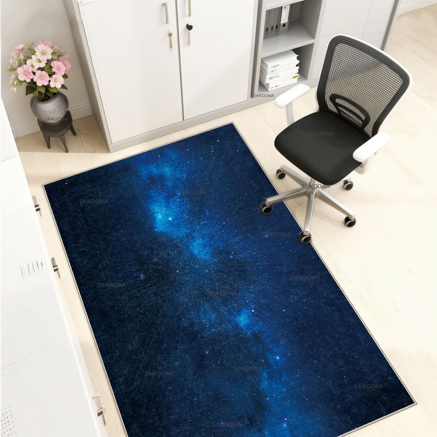 Chair Mat for Hardwood Floor,60"*48" Rolling Computer Chair Mat for Hard Wood and Tile Floor,Anti-Slip Floor Protector for Home Office Blue Starry Sky