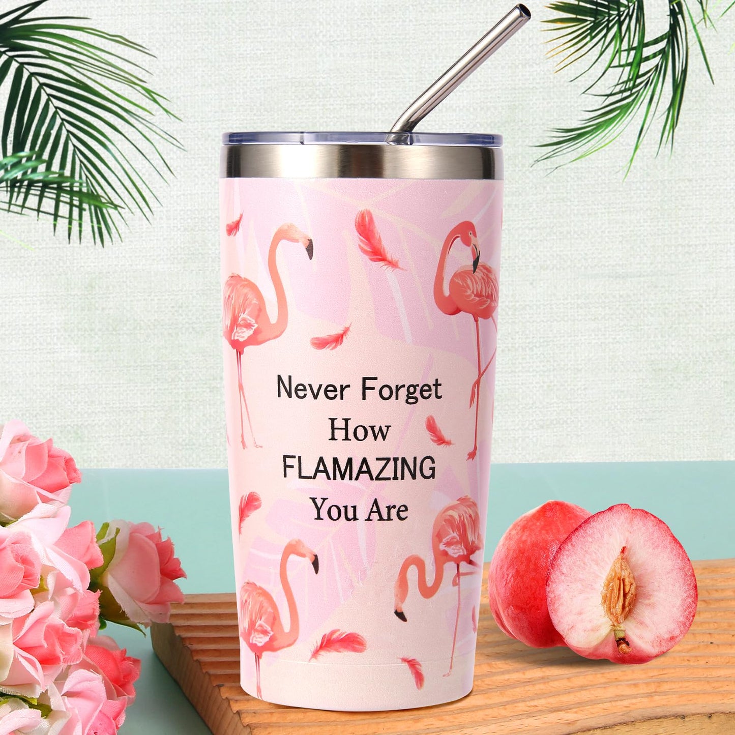 Flamingo Gifts for Women Best Funny Pink Gift for Flamingo Lovers Including Tumbler Mug Makeup Bag Keychain Socks Notepad Earring Brecelet for Birthday Christmas Mothers Day