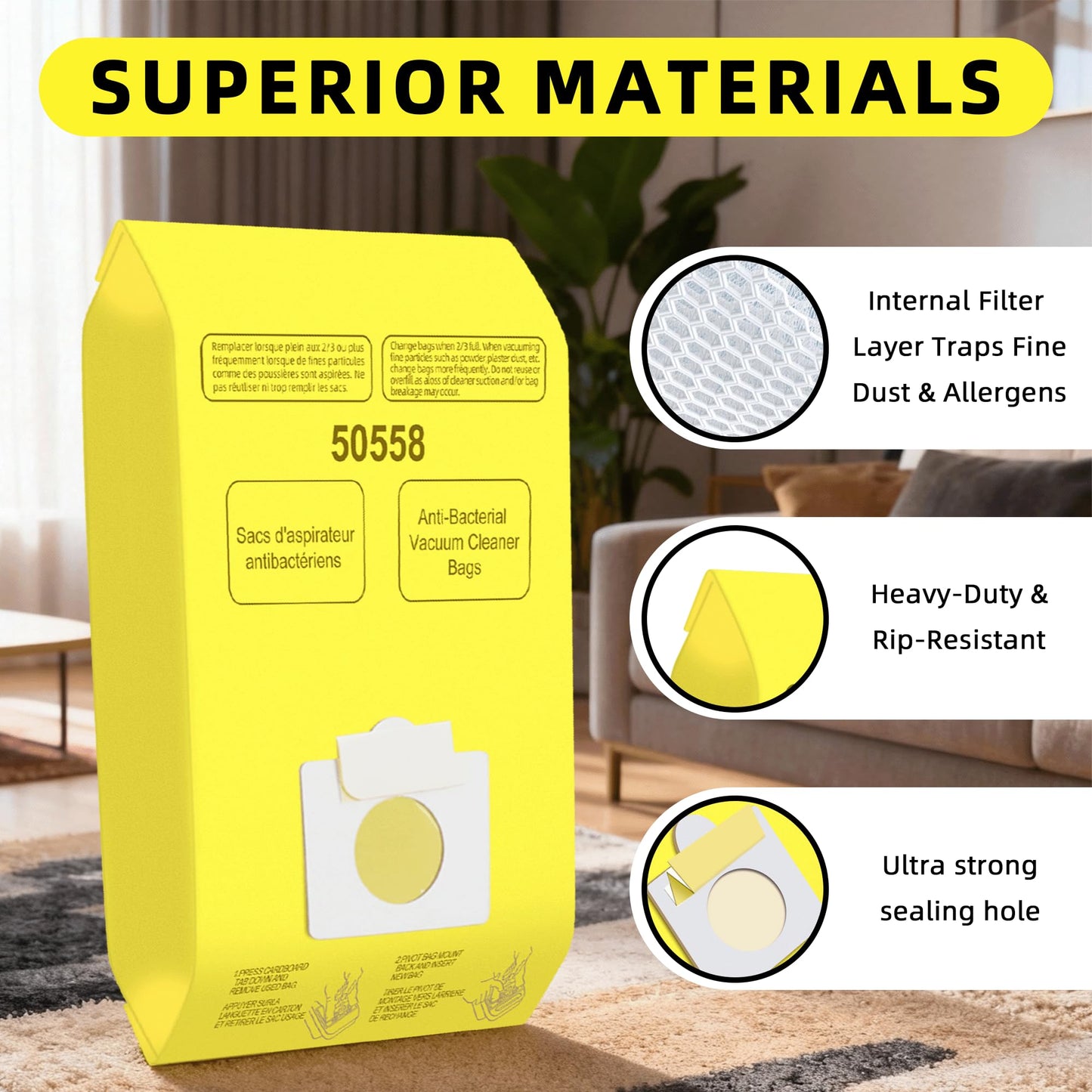 45 Pack Vacuum Cleaner Bags Replacement for Kenmore Canister Type C/Q 5055 50558, Type C-5 C-18,200 series, 400 series, 600 series, 700 series, 800 series Vacuums
