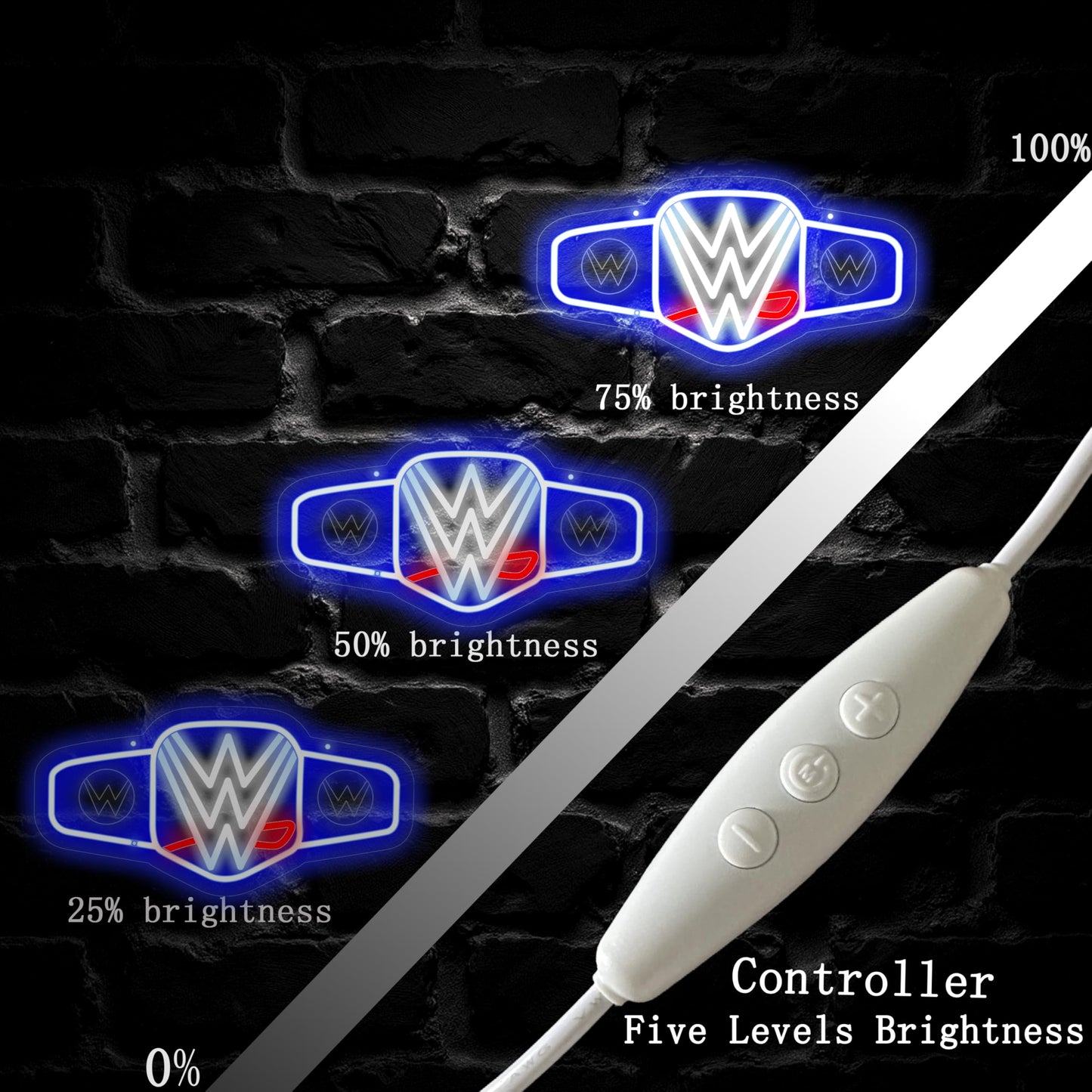 Wrestling Neon Sign for Wall Decor, Dimmable LED Boxing Belt Championship Neon Signs Light for Bedroom Dormitory Man Cave Beer Bar Boxing Club Gym Game Room, Gifts for Boys-Blue
