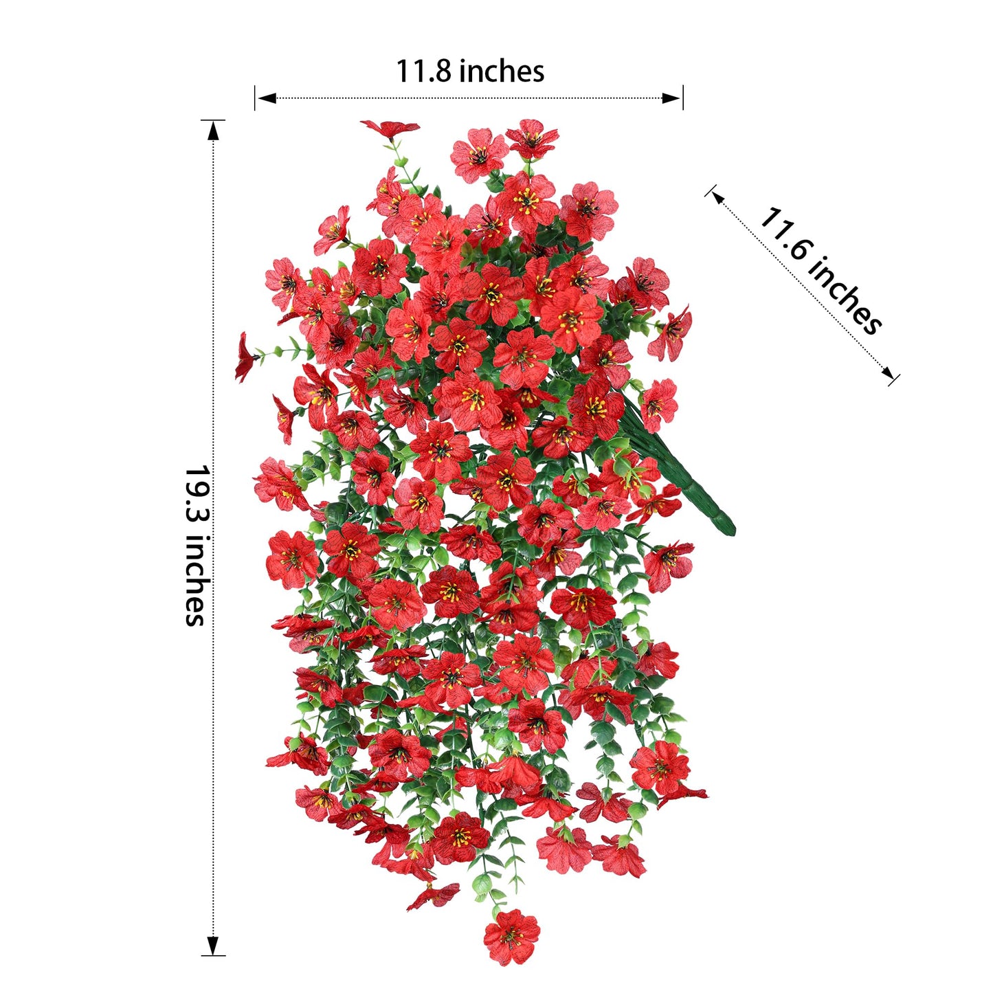 INSPRING Artificial Faux Outdoor Outside Flowers Plants, 2 PCS Fake Silk UV Resistant Look Real Red Daisy Trailing Vines for Front Door Porch Planter Urn Patio Balcony Decoration