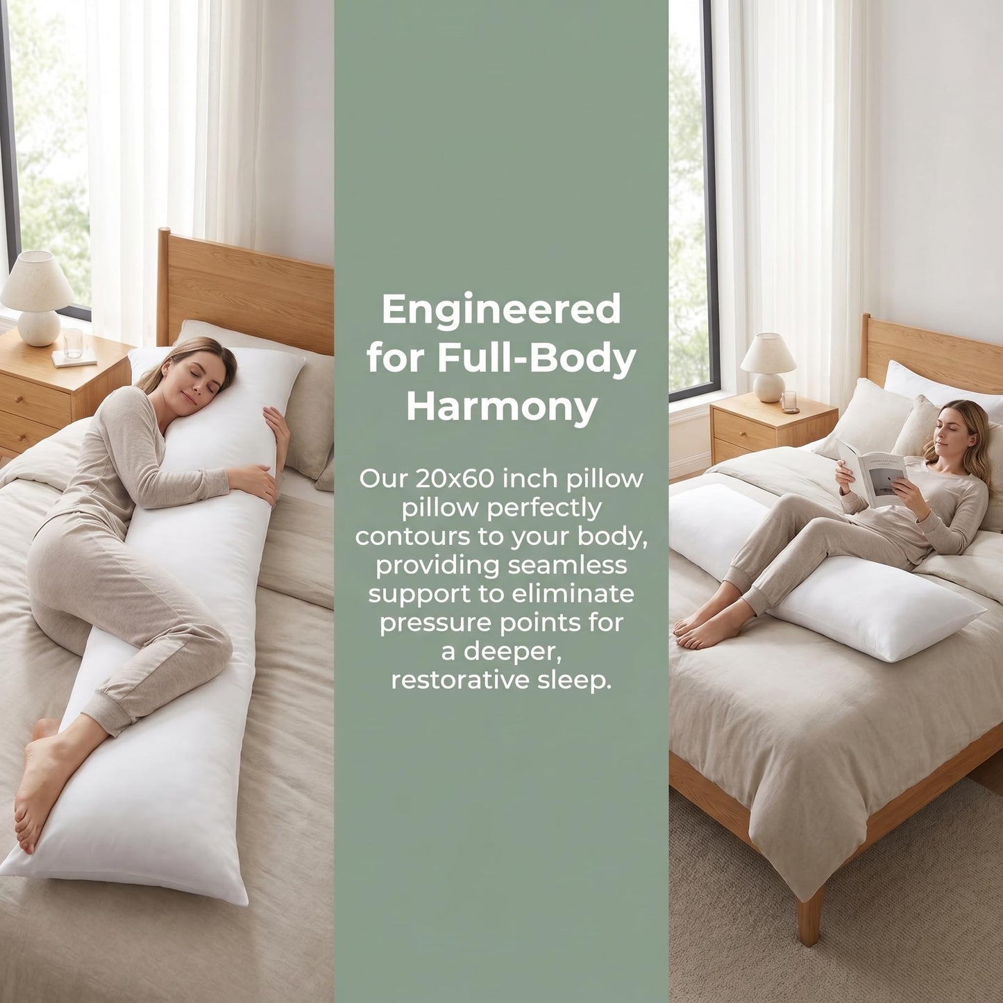 Zituop Dakimakura Pillow 150x50cm 20x60 inch Body Pillow Insert, Cloud-Soft PP Cotton Filling, Large Body Pillow Stuffer for Anime Pillowcase