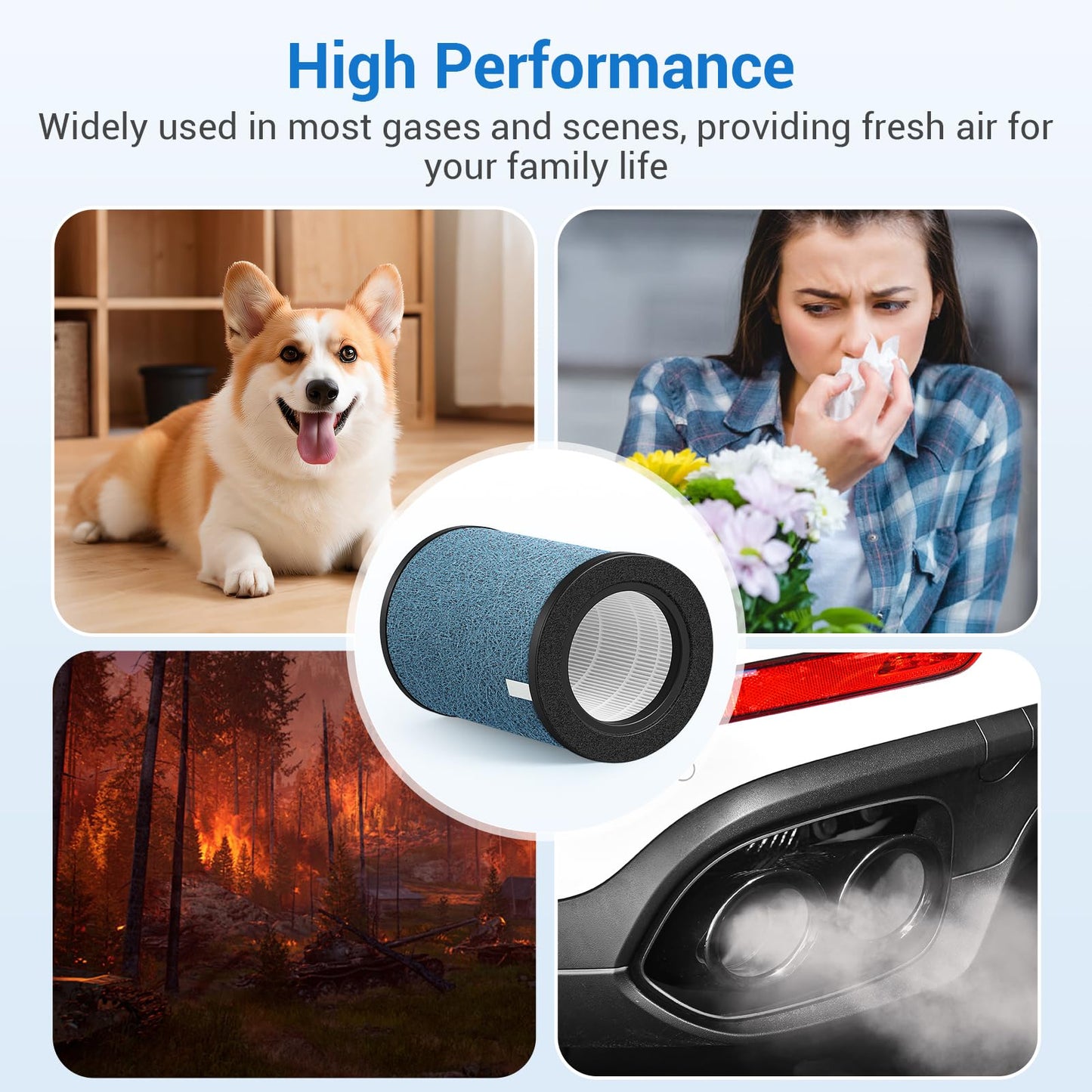 BUXEBUX 2-Pack HP302 NeverChange Air Purifier Max Replacement Filter for Shark Air Purifier Filter HP301, HP300, HP202, HP232 Series, HC501 Series, AP1000, UA205 Series Air Purifiers, Part # HE3FKPET