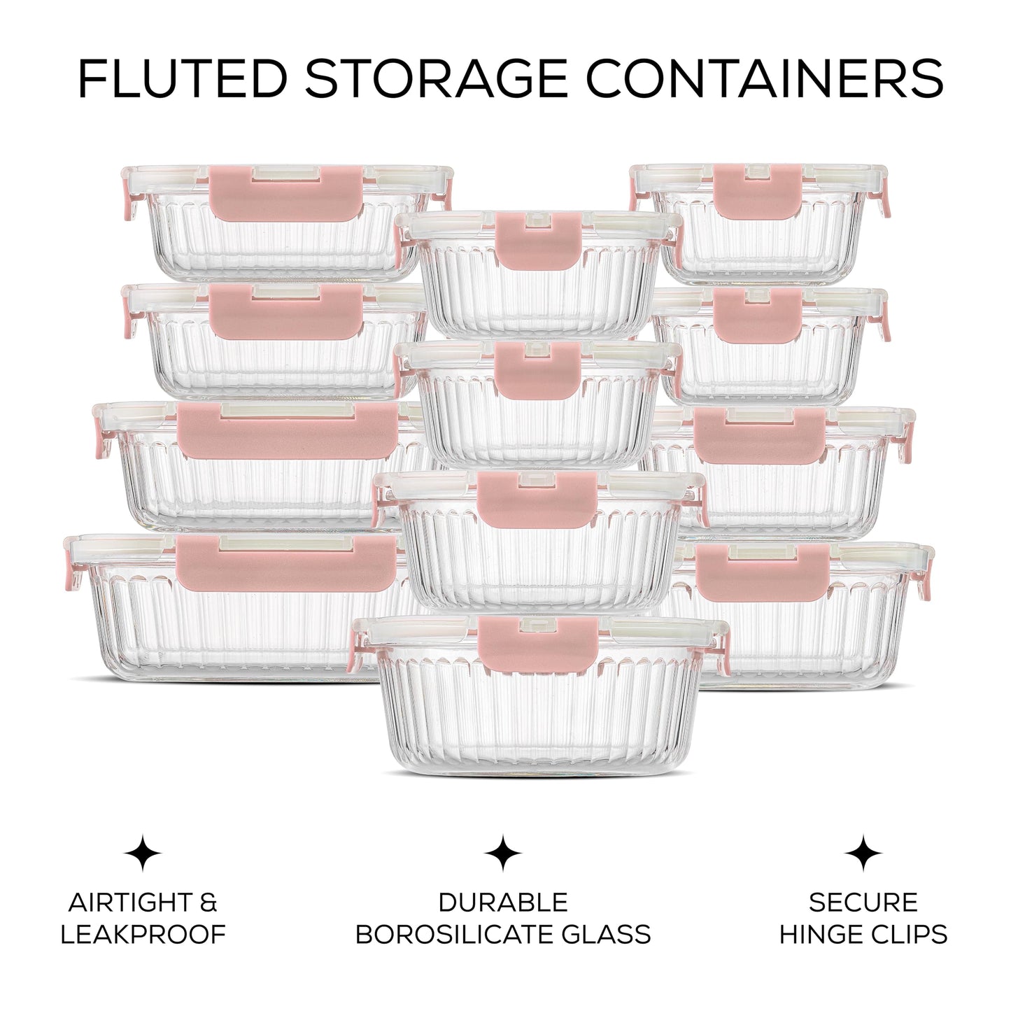 JoyJolt 24pc Borosilicate Glass Storage Containers with Lids | 12 Airtight/Freezer Safe Food Storage Containers for Pantry and Kitchen | Meal Prep Container for Lunch | Glass Tupperware Set
