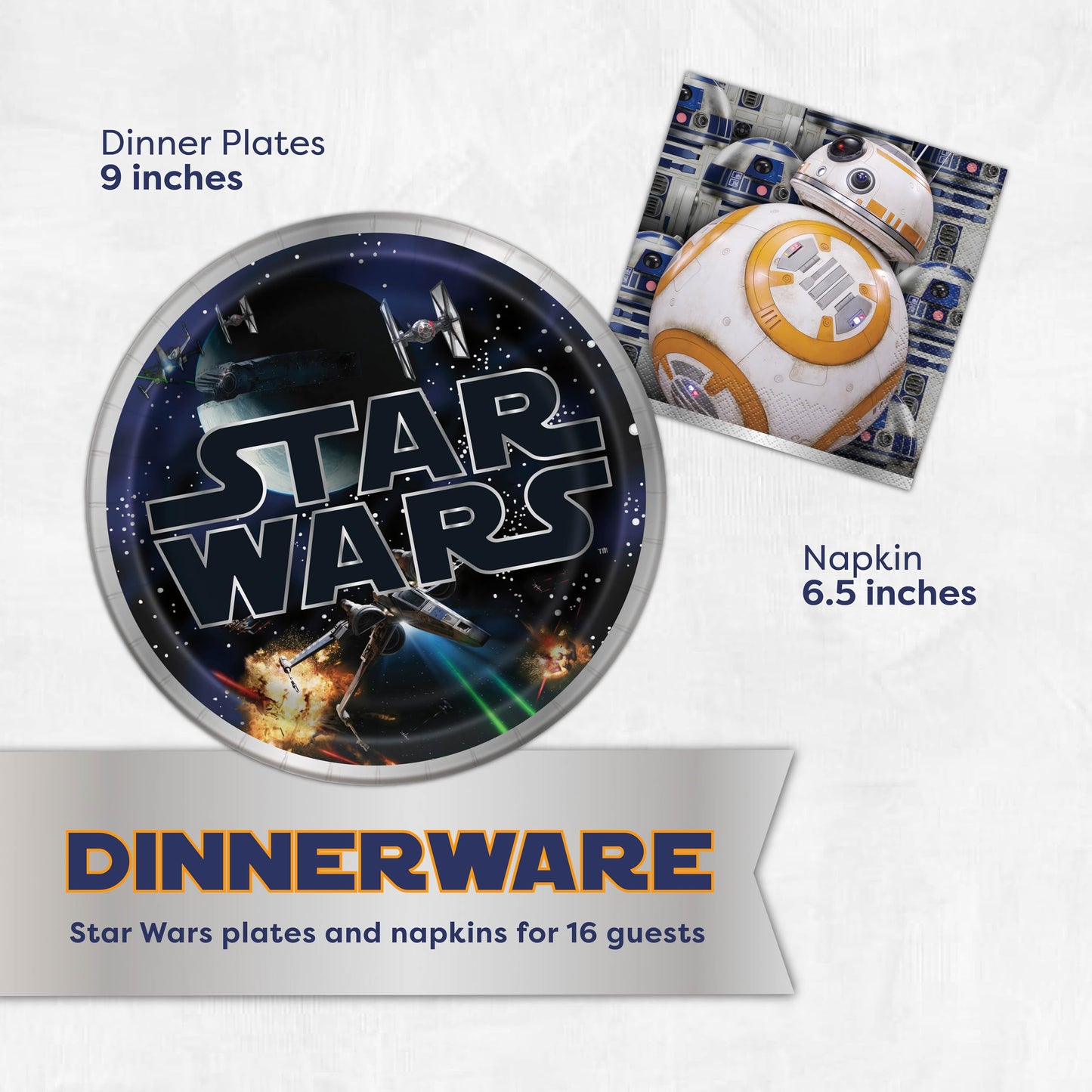 Star Wars Birthday Decorations Set | Star Wars Party Decorations | Masks, Banner, Tablecloth, Balloons, Plates, Napkins, Sticker | Officially Licensed