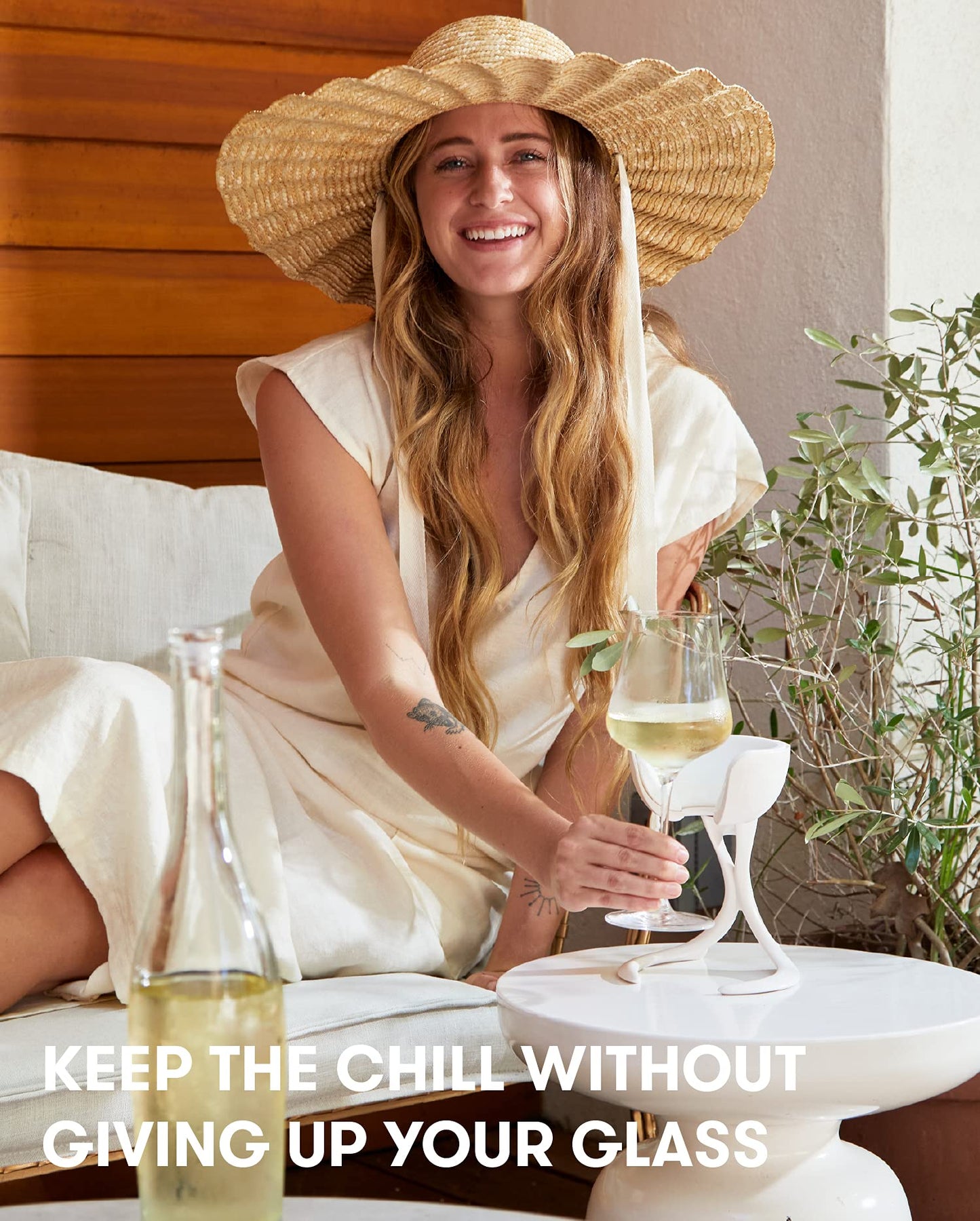 VoChill Stemmed Wine Glass Chiller | Made in USA | Radically cool wine tool – keeps wine perfectly chilled in your glass | Refreezable Chill Cradle actively chills (Blush, Single VoChill)