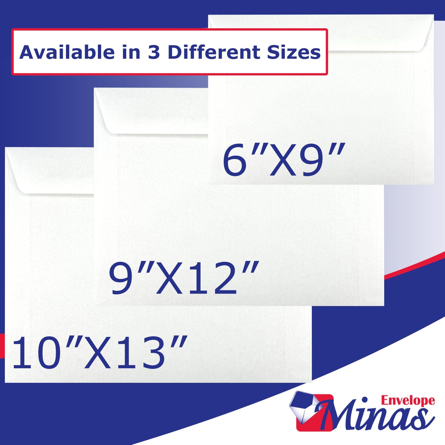 500 Minas Envelope - 6 x 9 Inch Open Side Booklet Envelopes, White 24lb Paper, Strong Gummed Flap, 500 Count, Made in USA