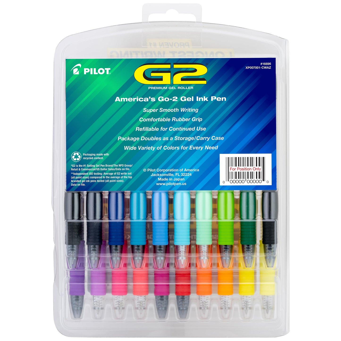 Pilot G2 Premium Refillable and Retractable Gel Ink Pens Fine Point (0.7mm), Retractable Pens, Assorted Colors, 20 Count