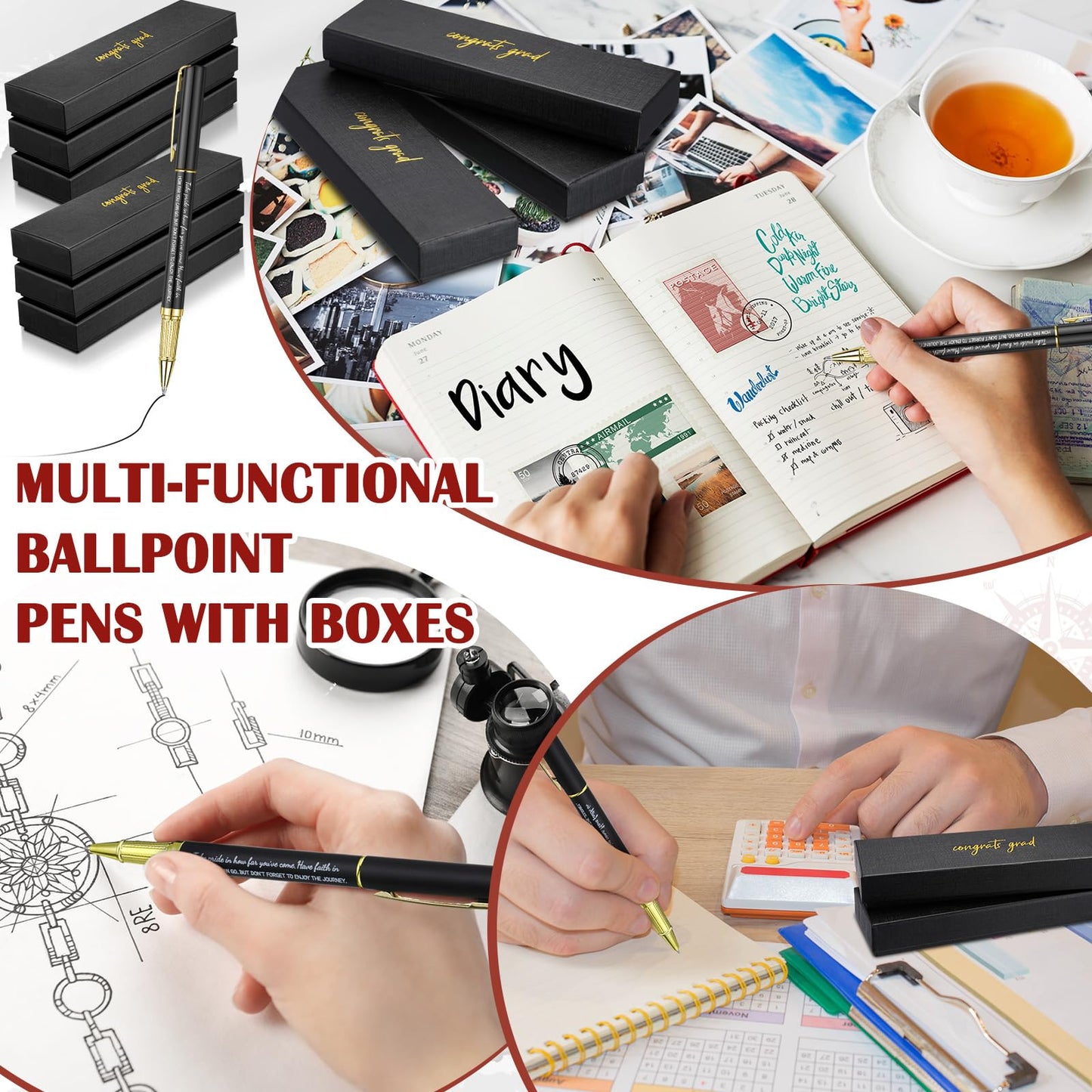 FoldTier 30 Set Graduation Gifts Congrats Grad Ballpoint Pens with Engraved Inspirational Quotes Pen Boxes Take Pride in How Far You Have Come Congratulations on 2026 Graduation Gifts