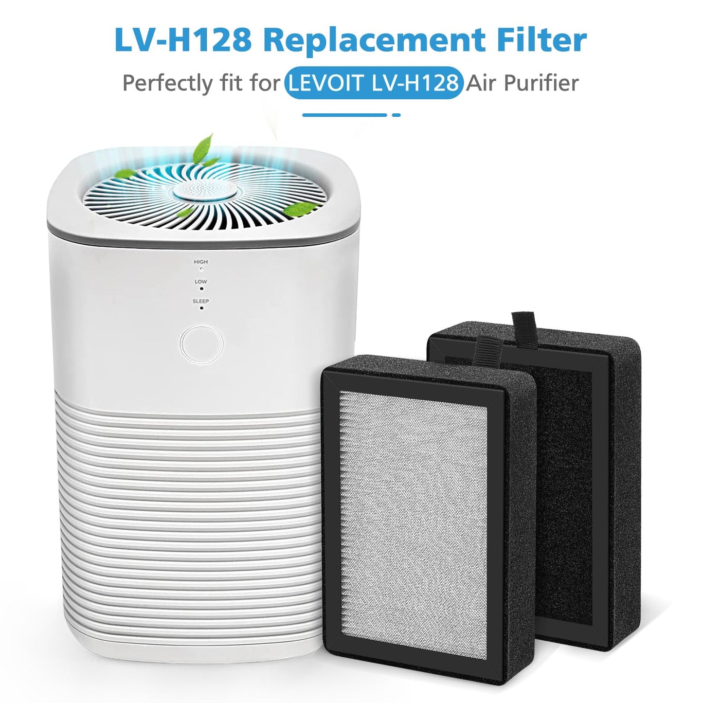 6 Pack LV-H128 Replacement Filter Compatible with LEVOIT LV-H128 / PUURVSAS (HM669A) / ROVACS (RV60) Air Purifiers, 3-IN-1 Filter for LV-H128-RF Replacement Filter