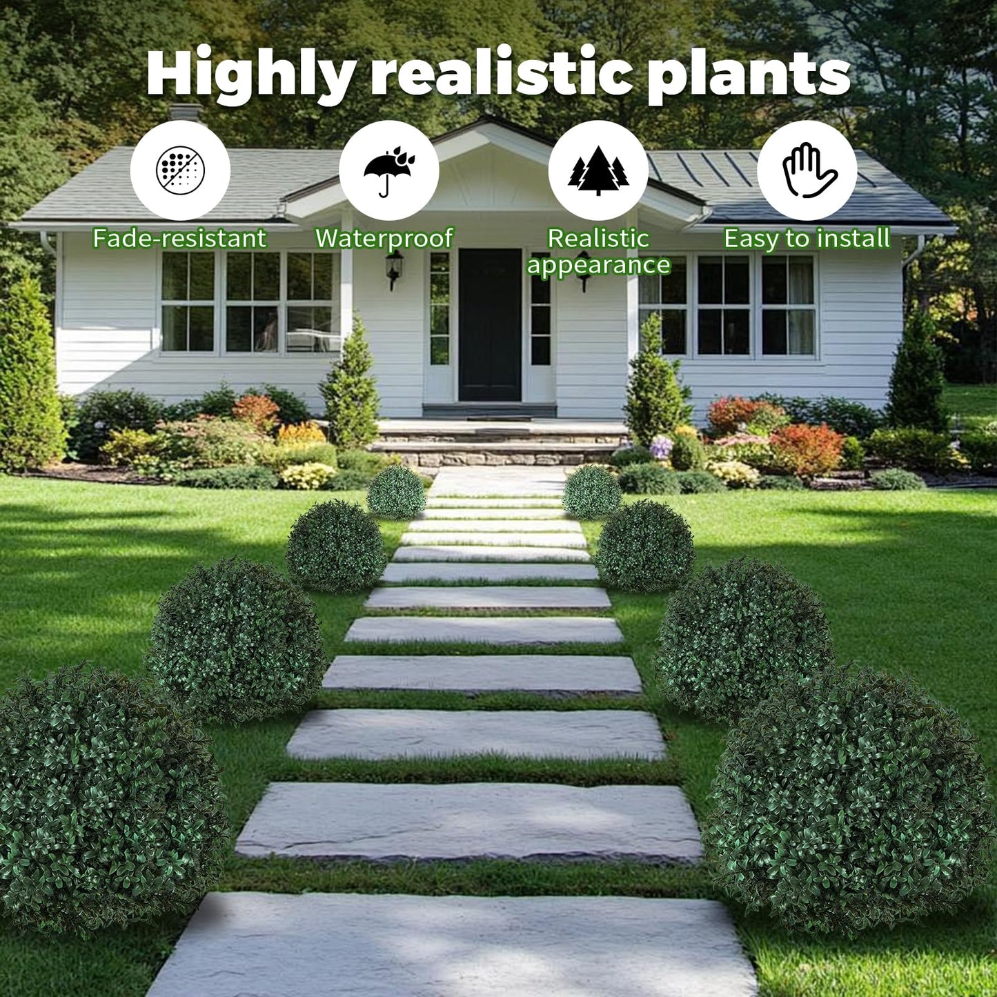 VivaPeak 2 Pack Artificial Boxwood Topiary Shrubs 16x24 Inch, UV Resistant Evergreen Faux Plants, Artificial Urn Fillers for Indoor Outdoor Porch Courtyard Garden Patio Flower Bed Decor