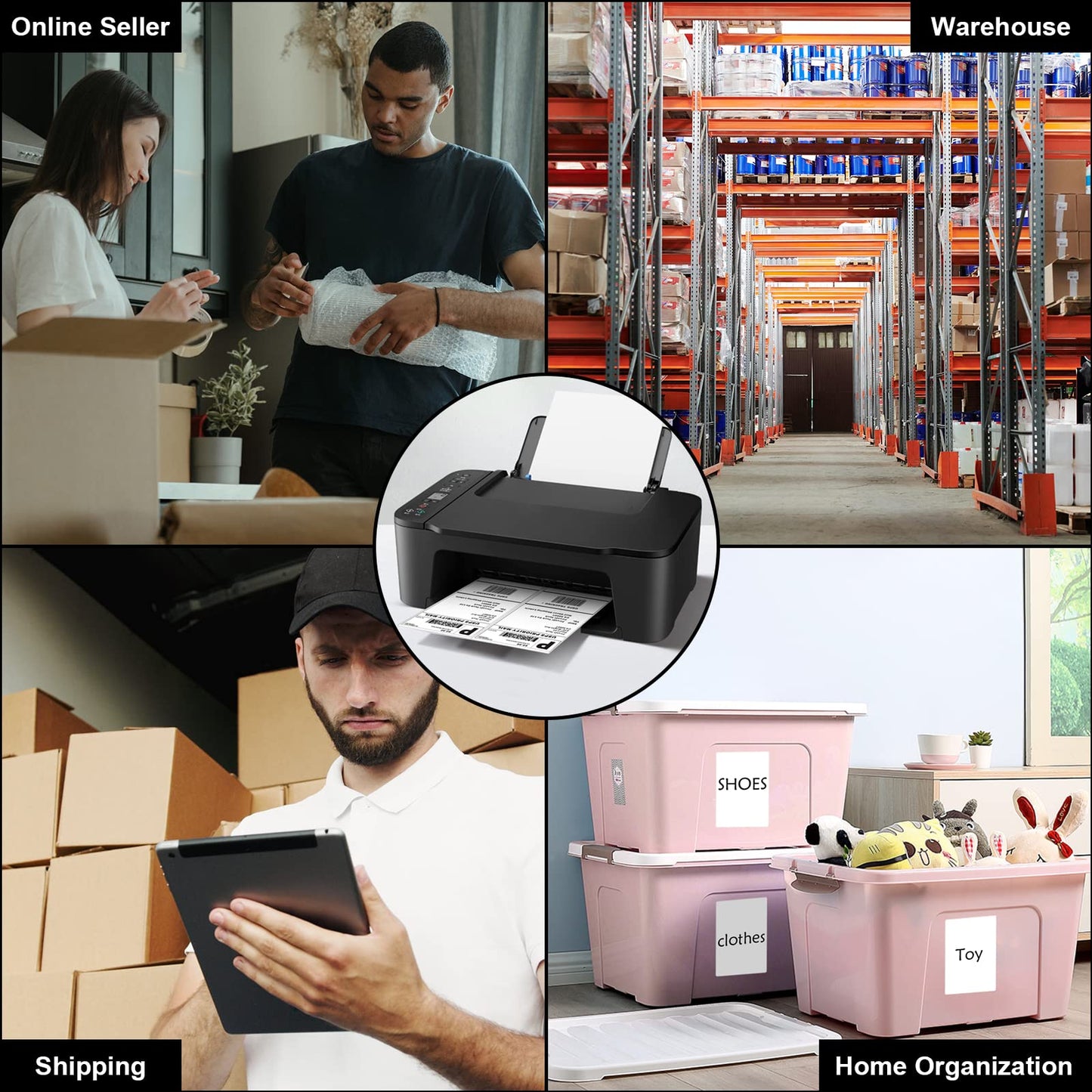 LabelMore 8.5'' x 5.5'' Half Sheet Self Adhesive Shipping Labels for Laser & Inkjet Printers - Rounded Corner - 1000 Labels - Shipping Labels 2 Per Sheet