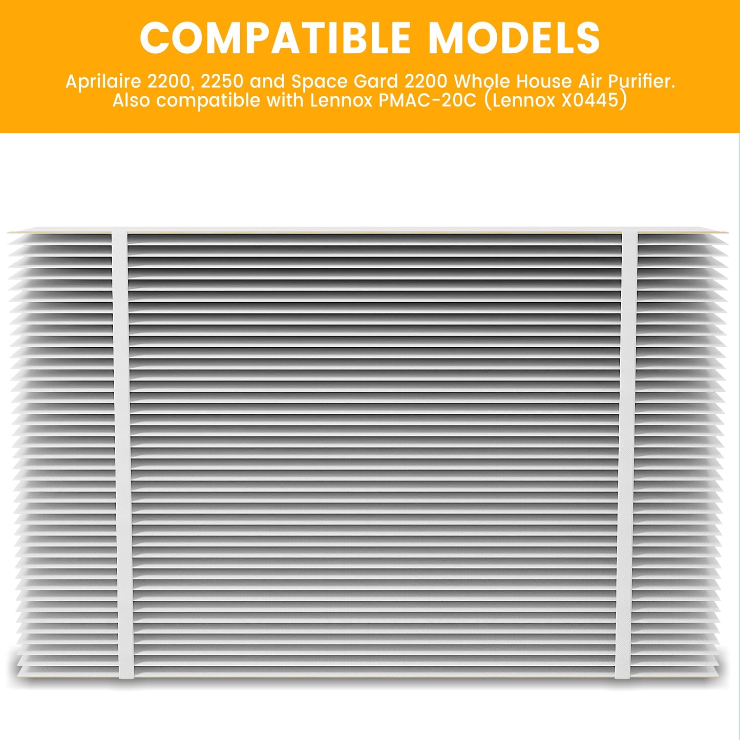 2 Pack 201 Replacement Filter MERV 10 Compatible with Aprilaire 2200, 2250, Space Gard 2200 Whole House Air Cleaner Purifiers and Lennox PMAC-20C,Lennox X0445.(Incloud 2 PCS Pleat Spacers）