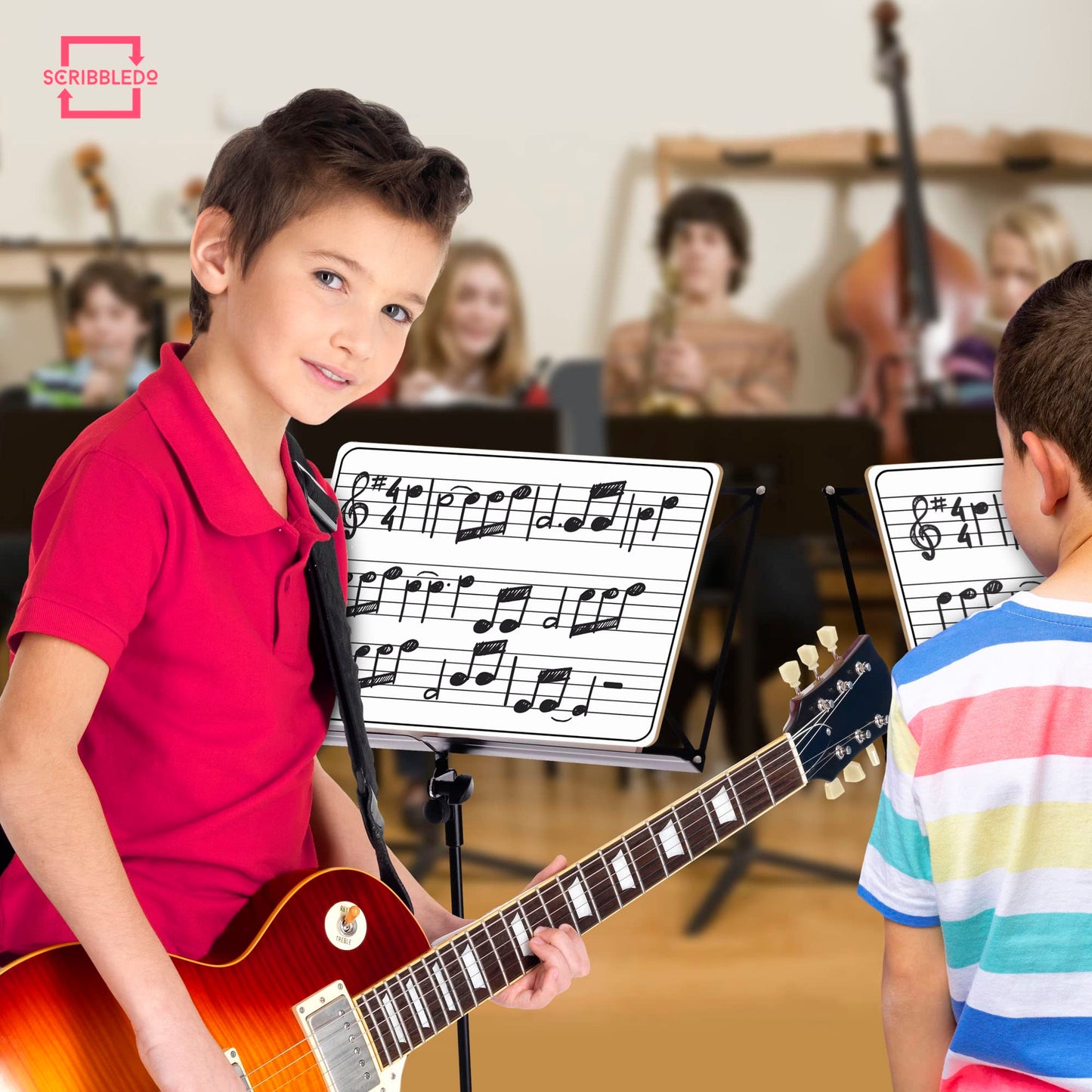 Scribbledo 10 Pack Dry Erase Music Staff Lap White Boards 9"X12" l Write Musical Notes and More Whiteboard (Double Sided) Music Classroom Supplies Must Haves Includes 10 Erasers
