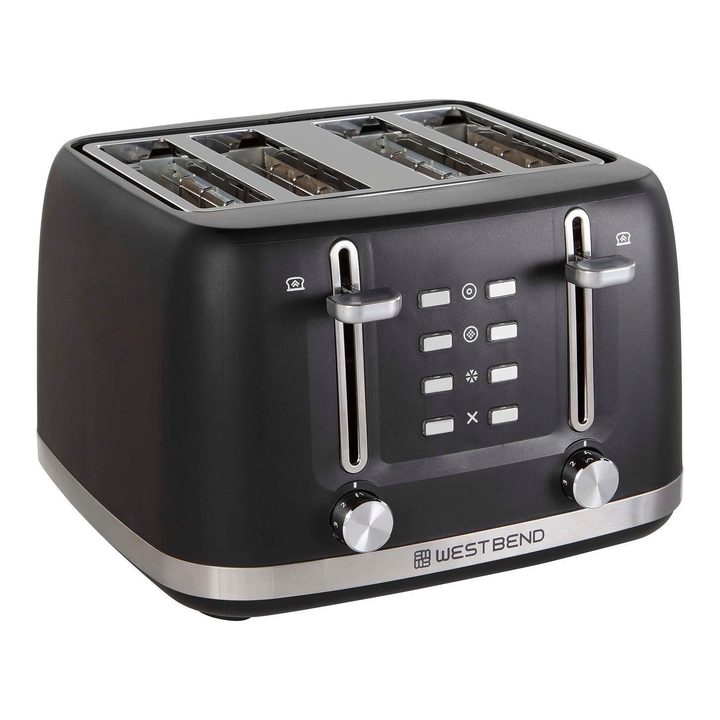 West Bend Toaster 4-Slice Extra-Wide and Deep Slots with 3 Functions and 7 Shade Settings Manual Toast Lift Lever Auto Shut-Off and Removable Crumb Tray, 1500-Watts, Black