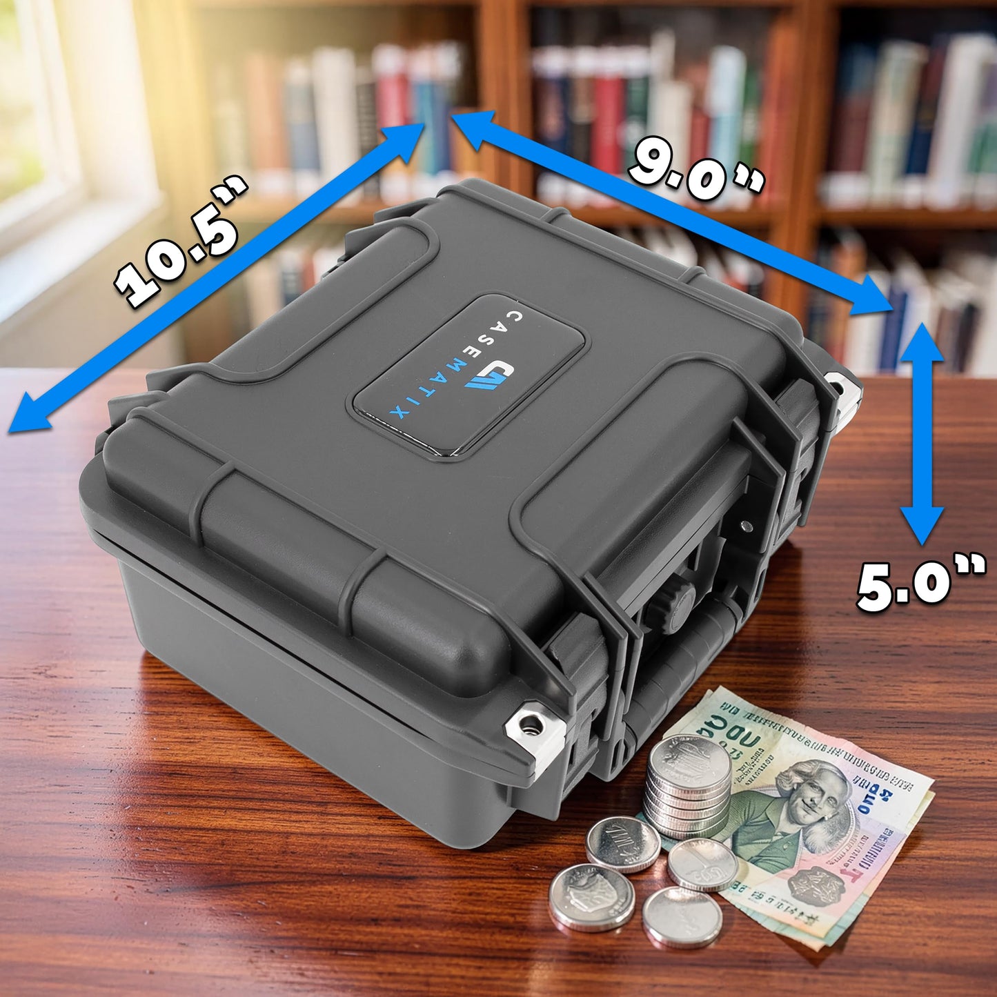 CASEMATIX Graded Coin Slab Case for 42 PCGS & NGC Coin Holders – IP67 Waterproof Coin Storage Box with Precut Foam Rows and Dividers for Coin Collectors, Coin Slabs & Collection Supplies