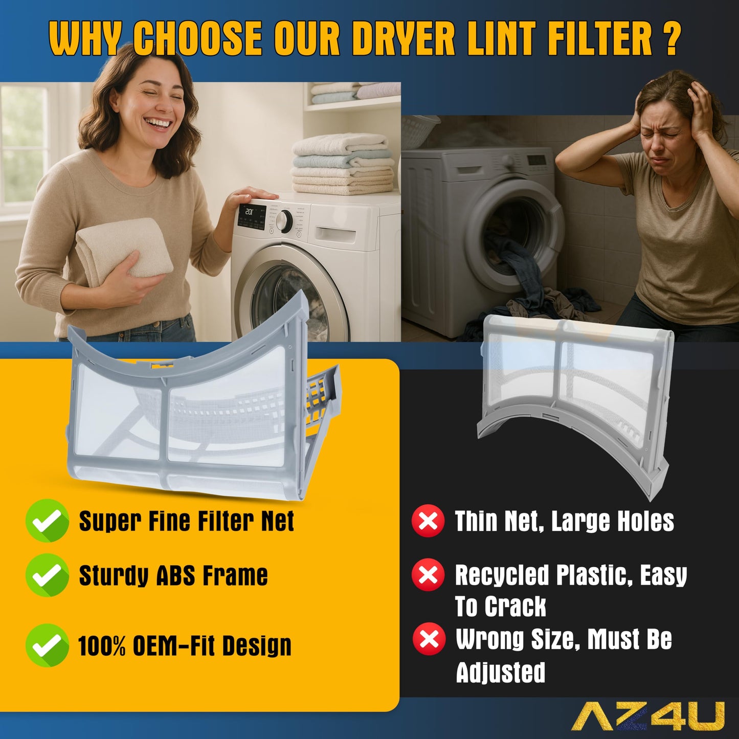 Dryer Lint Filter Screen Replaces For Samsung DV42H5000EW/A3 DV42H5000GW/A3 DV42H5200EW/A3 DV42H5200GF/A3 DV45H6300GG/A3 DV45H6300GW/A3 DVE45M5500W/A3 DV45K6200GZ/A3 DV45K6500EV/A3 DV42H5200EP/A3
