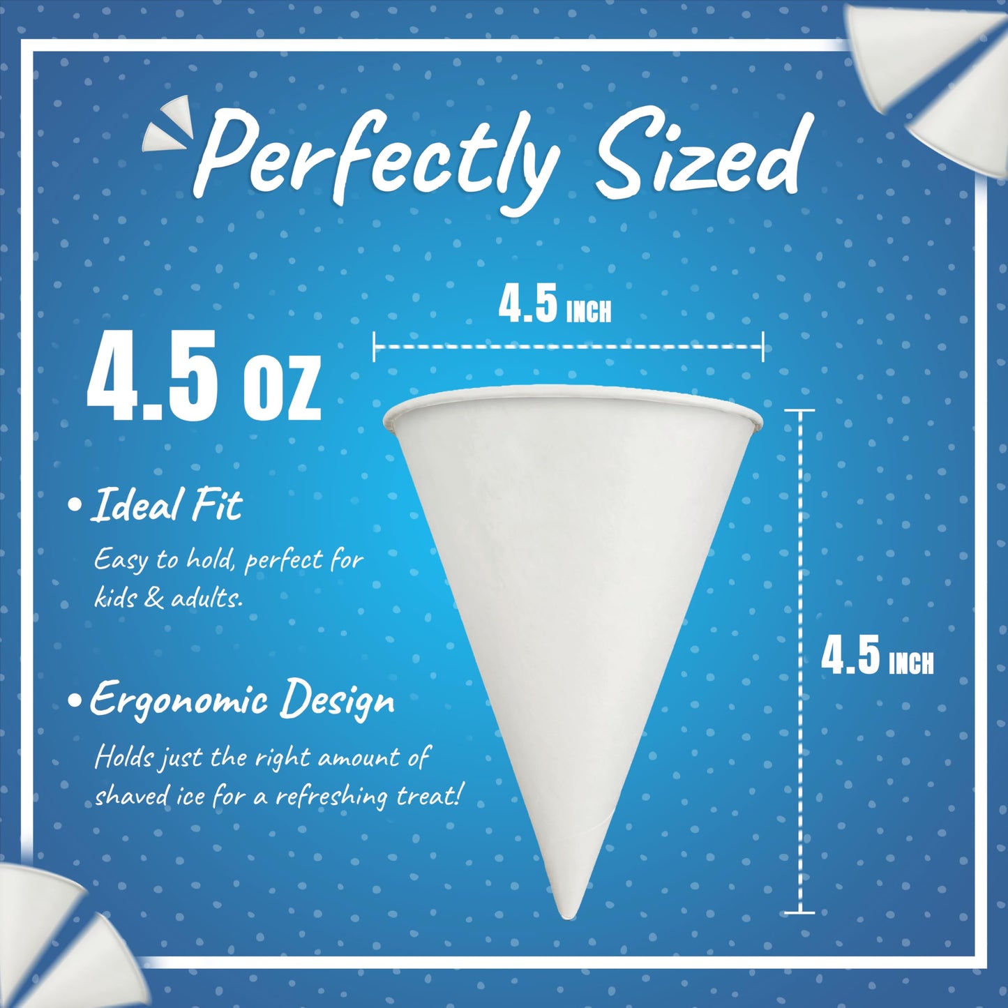 EXITOGLOBAL Paper Snow Cone Cups Bulk (Pack of 800-4.5 Oz) Paper Cone Cups for Water Cooler Dispenser, Leak-Proof, Snowcone 4.5 oz, Snow Ideal for Events, Quick Hydration & Efficient Cleanup