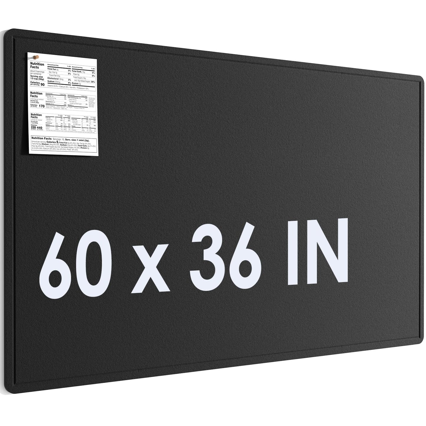 MaxGear Extra Large Bulletin Board 60" x 36", Foldable Felt Board Vision Board Supplies, Cork Board for Office, Home, School, Small Pin Boards for Walls Decorative Display Board Black