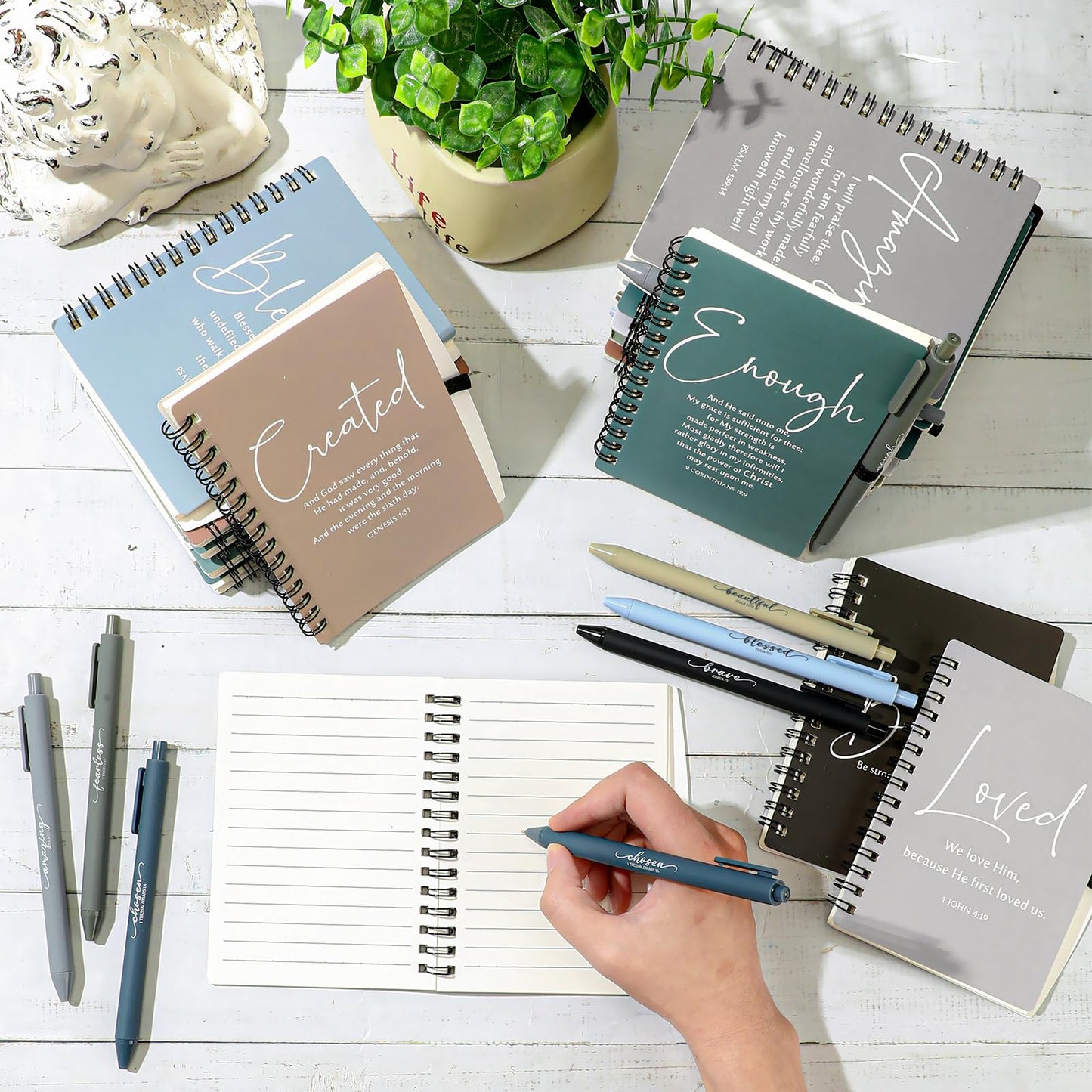 Kosiz 24 Sets Christian Gifts Bulk Christian Notebooks with Pens Inspirational Prayer Journals Bulk A6 Spiral Small Notepads for Women Men Church Members Bible Study Groups (Boho Color)