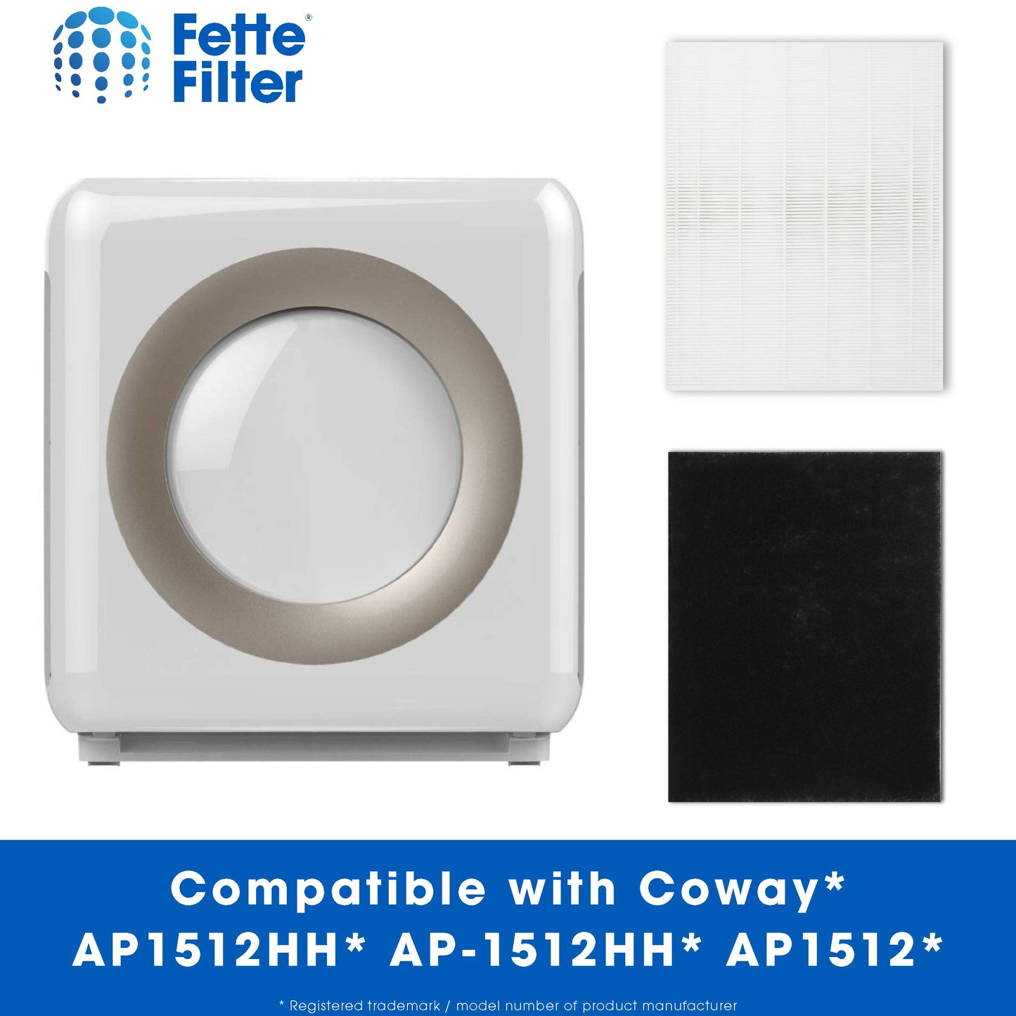 Fette Filter - 2 Hepa with 4 Pre Filter 200M / AP-1512HH Premium H13 True Hepa Filter Set Compaible with Coway AP-1512HH AP1512HH AP-1512HH-FP Airmega 200M AP-1518R 200M(W) # 3304899