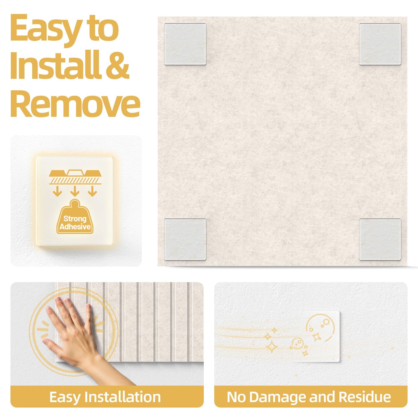 Large Cork Board for Wall 48" x 60" Oatmeal Bulletin Board with Safe Removable Adhesive Squares for Pictures Photos, Alternative CorkBoard Felt Pin Boards Tiles for Office Classroom Wall Decor-20 Pack